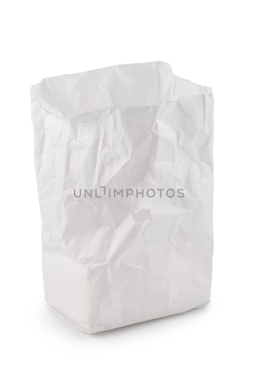 Used white paper bag isolated on a white background by kaiskynet
