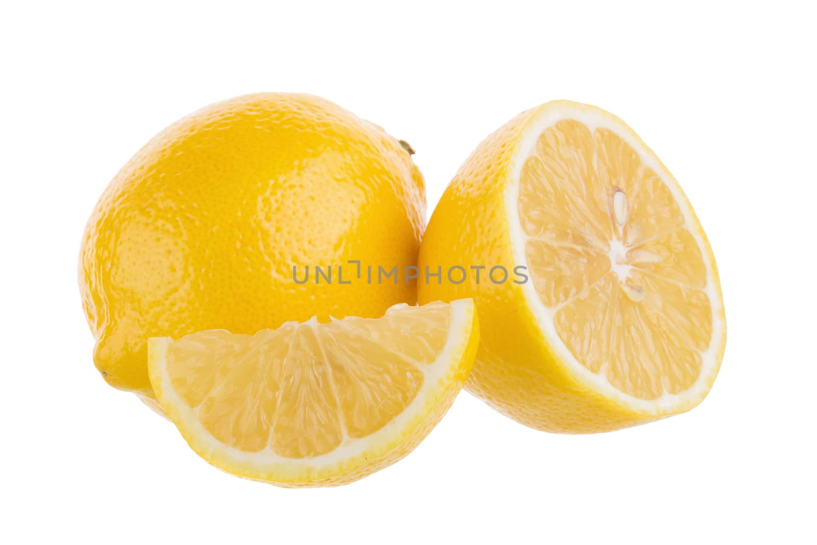 yellow lemon isolated on over white background.