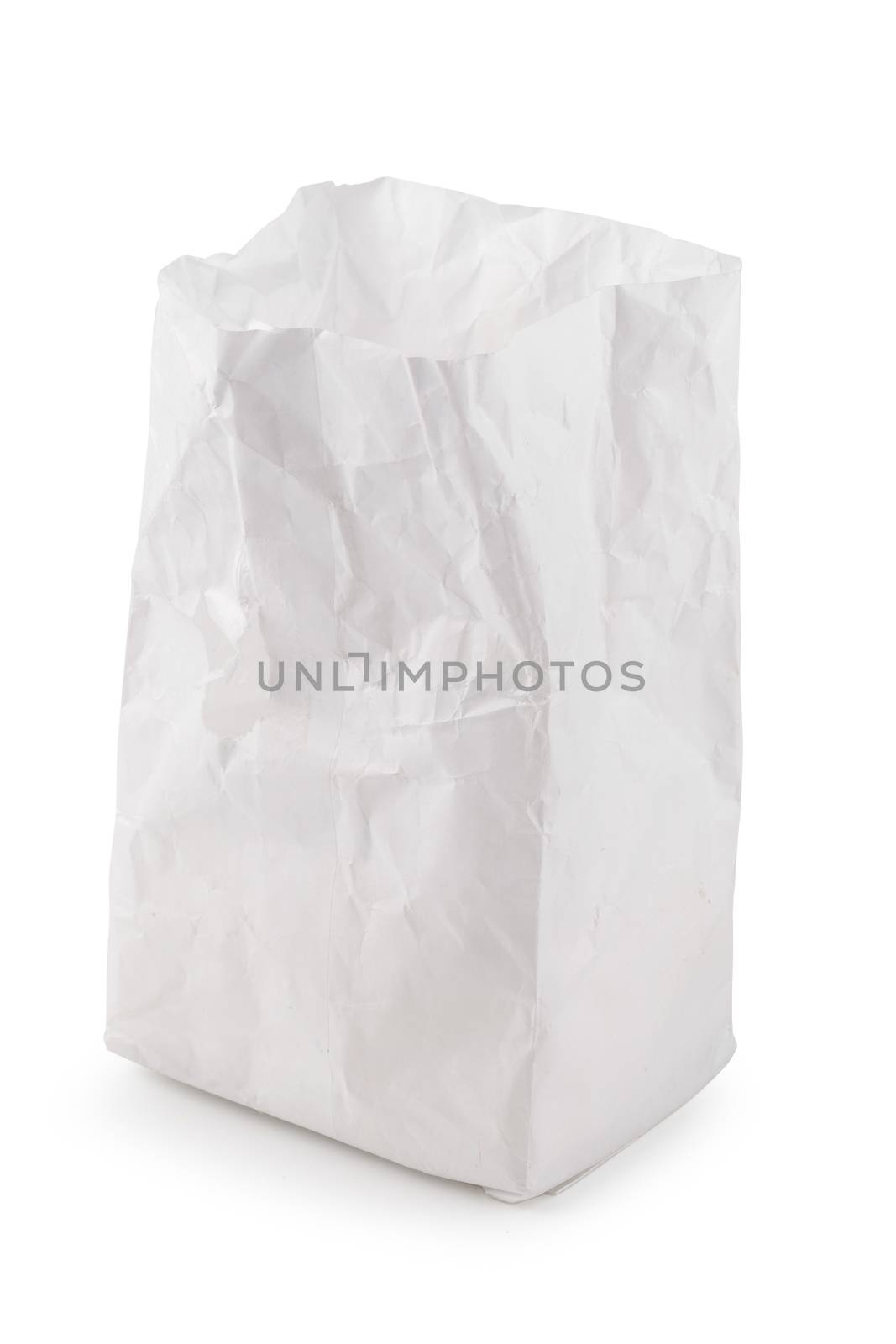 Used white paper bag isolated on a white background by kaiskynet