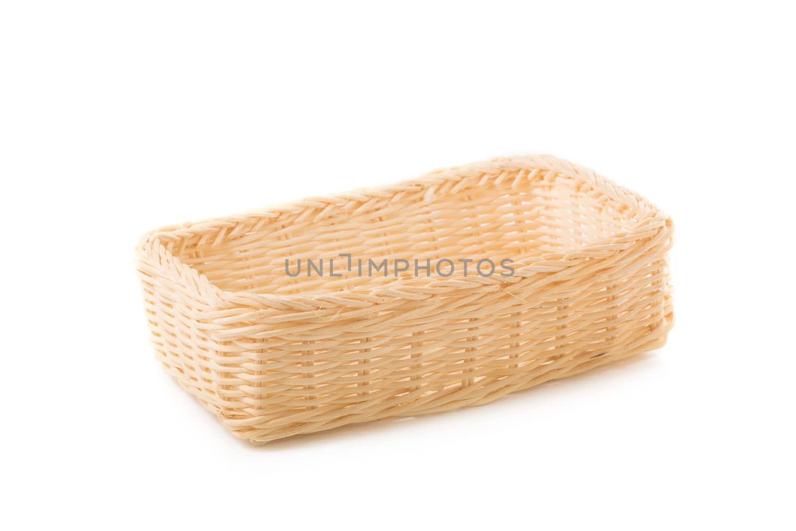 Empty Wicker baskets or bread basket isolated on a white backgro by kaiskynet