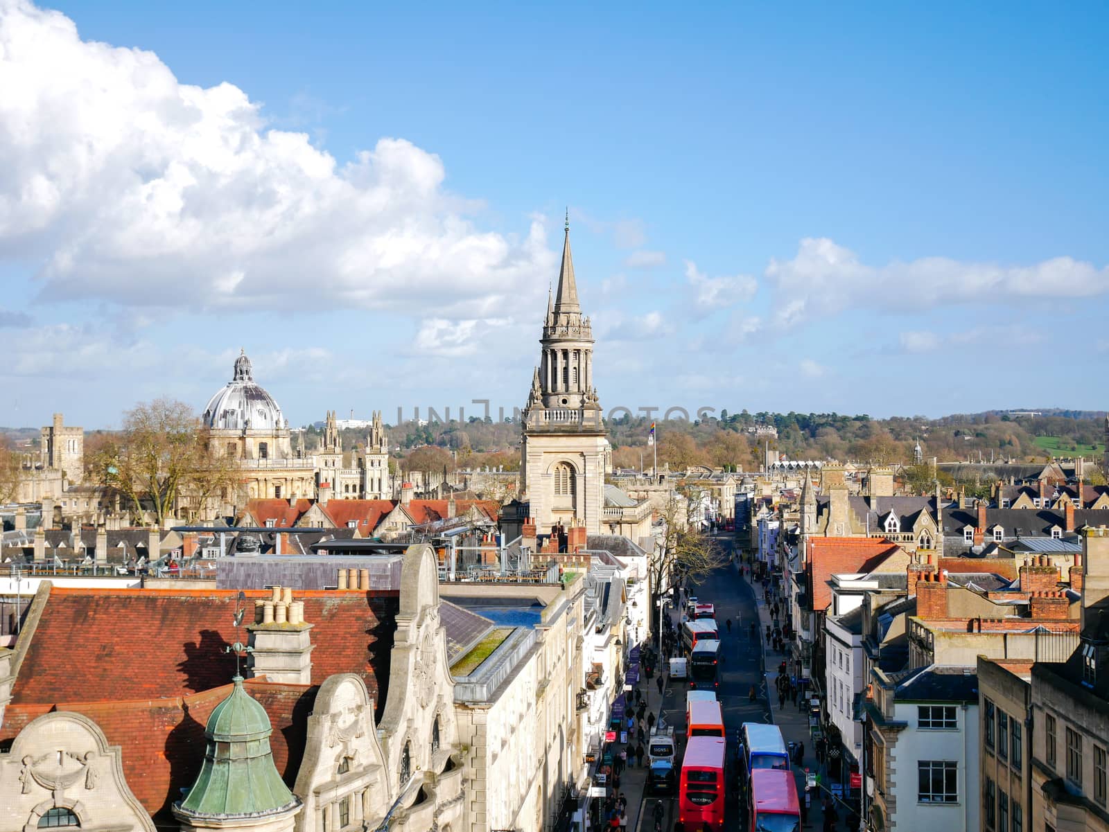 OXFORD, UK - FEBRUARY 10, 2018: Oxford city, one of the oldest city in UK, from the above view