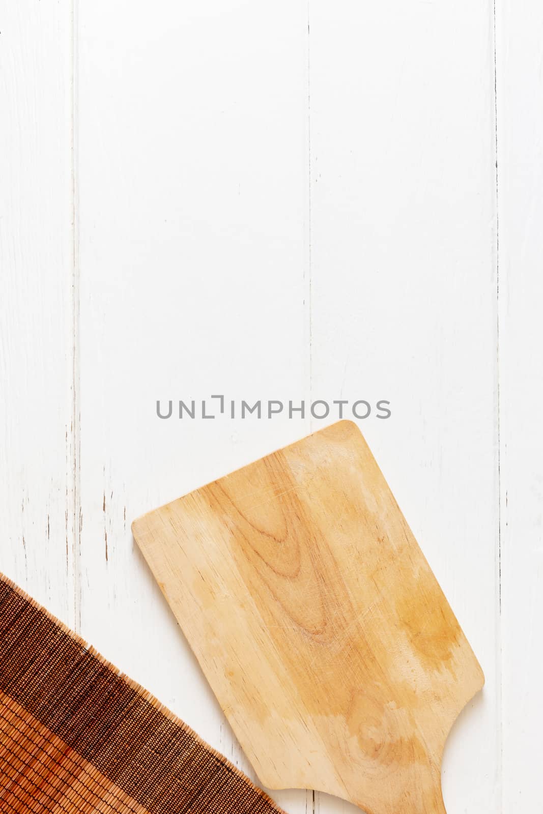 Chopping board On a white wood background.