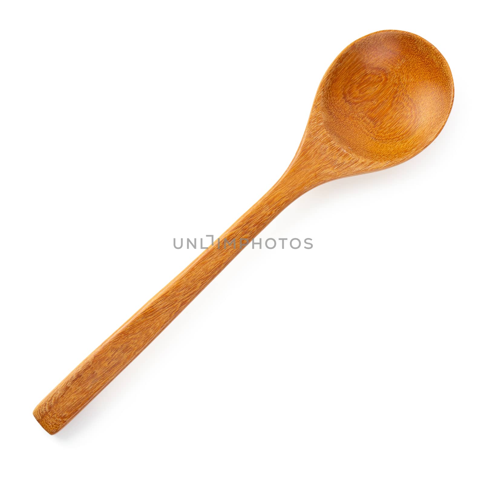 Wooden spoon isolated on a white background.