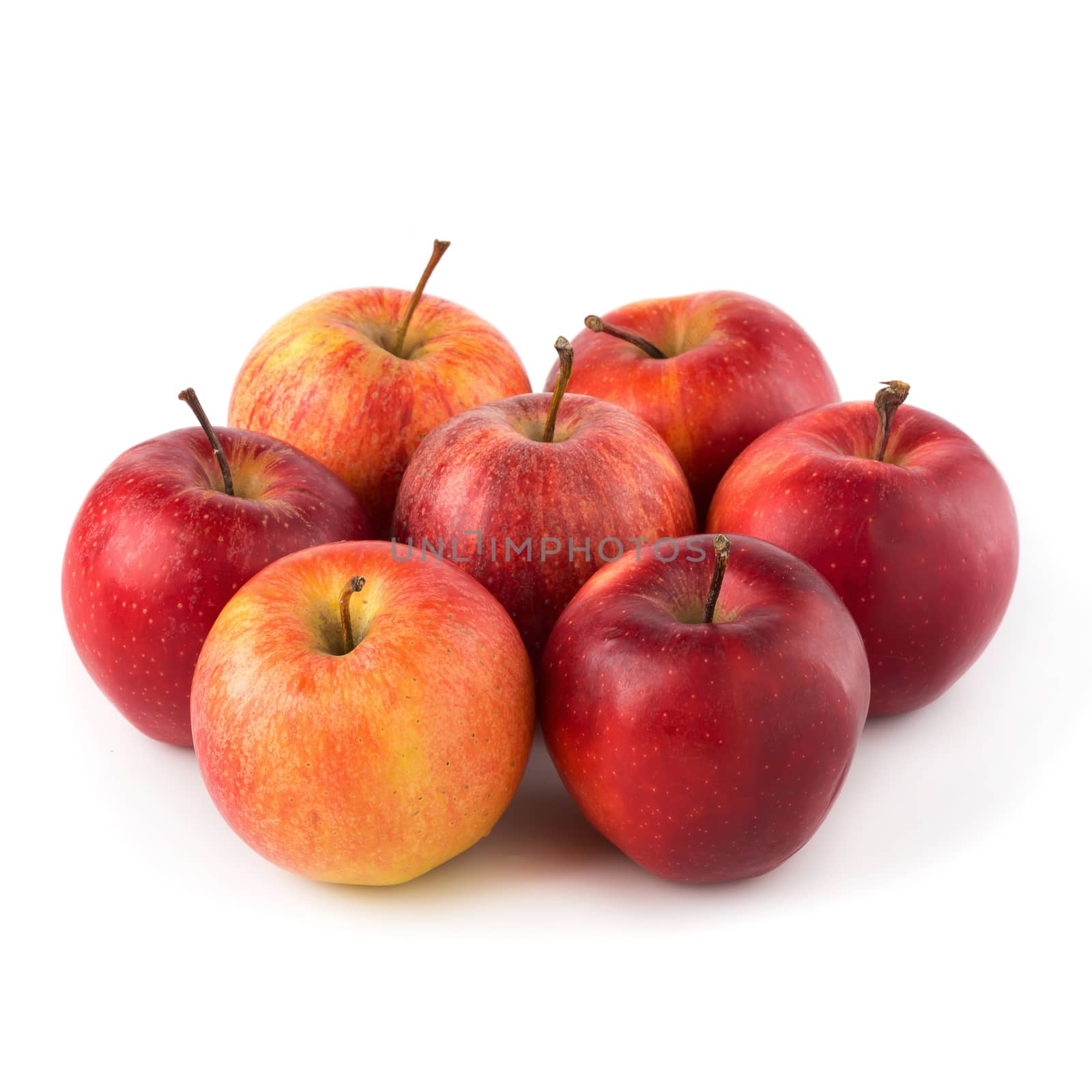 Red apples isolated on a white background.