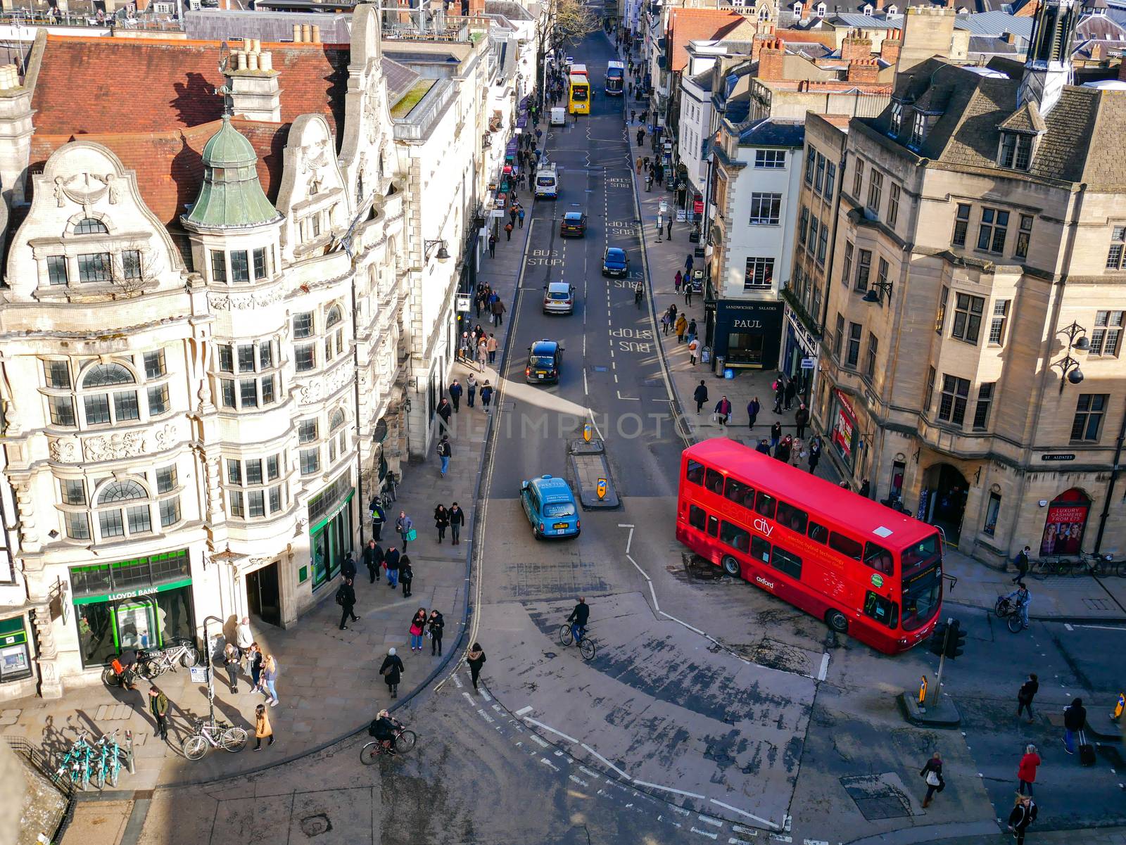 OXFORD, UK - FEBRUARY 10, 2018: Oxford city, one of the oldest city in UK, from the above view