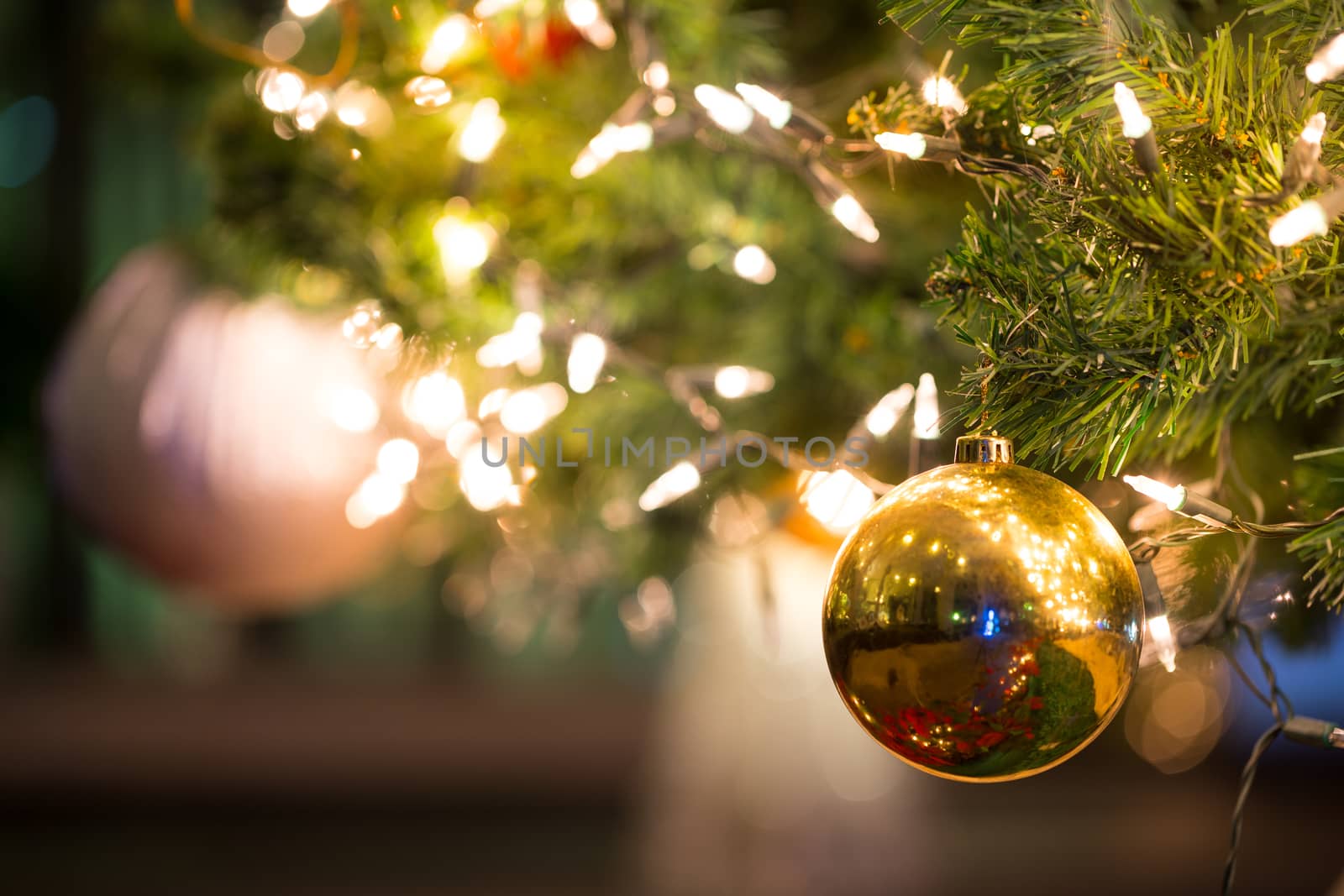 Christmas ball on the tree for decoration by Alicephoto