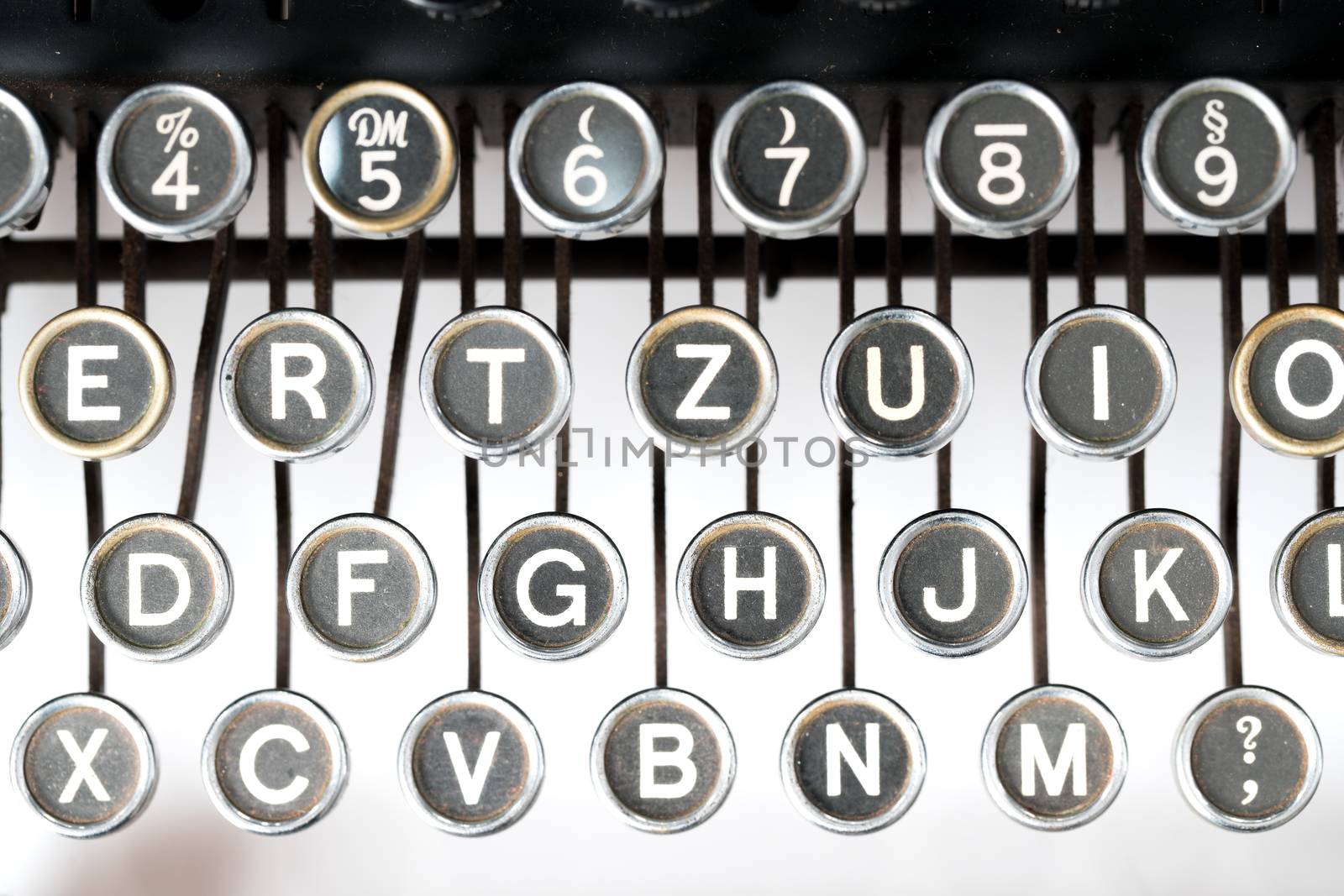 Close up of retro style typewriter in studio