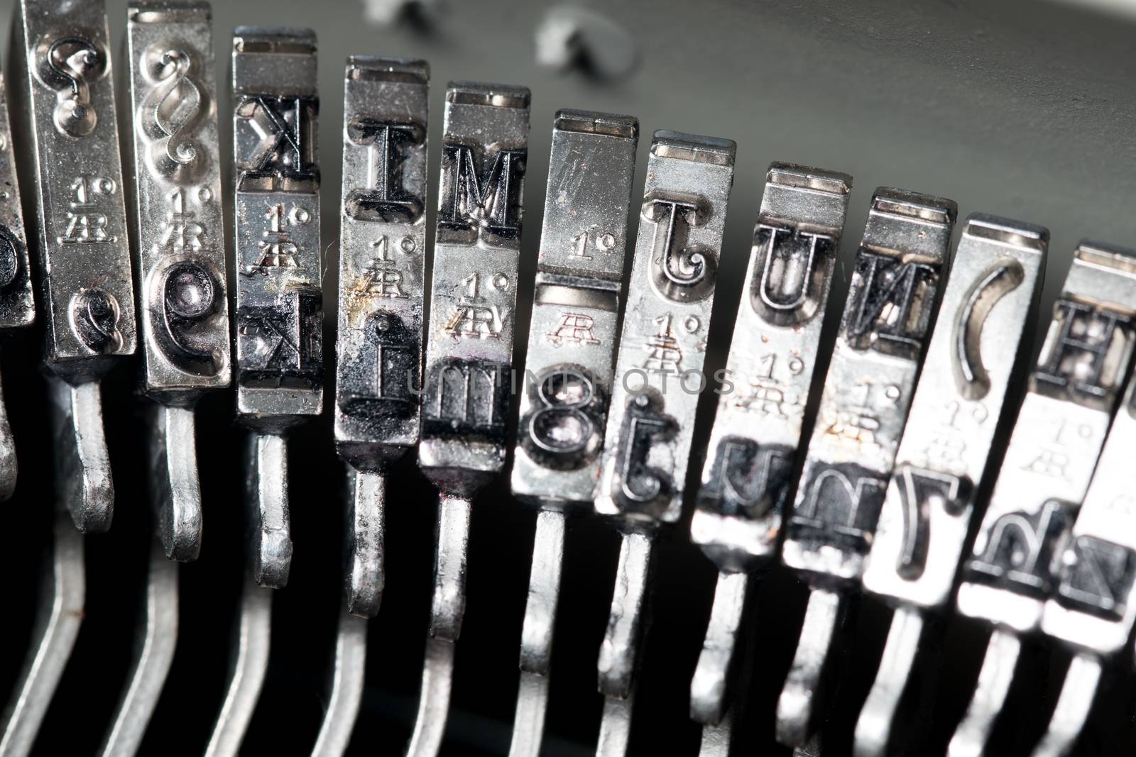 Close up of retro style typewriter in studio