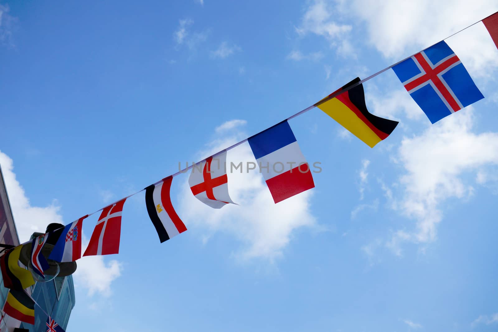 British & English national flag at the restaurant and pub, Londo by Alicephoto