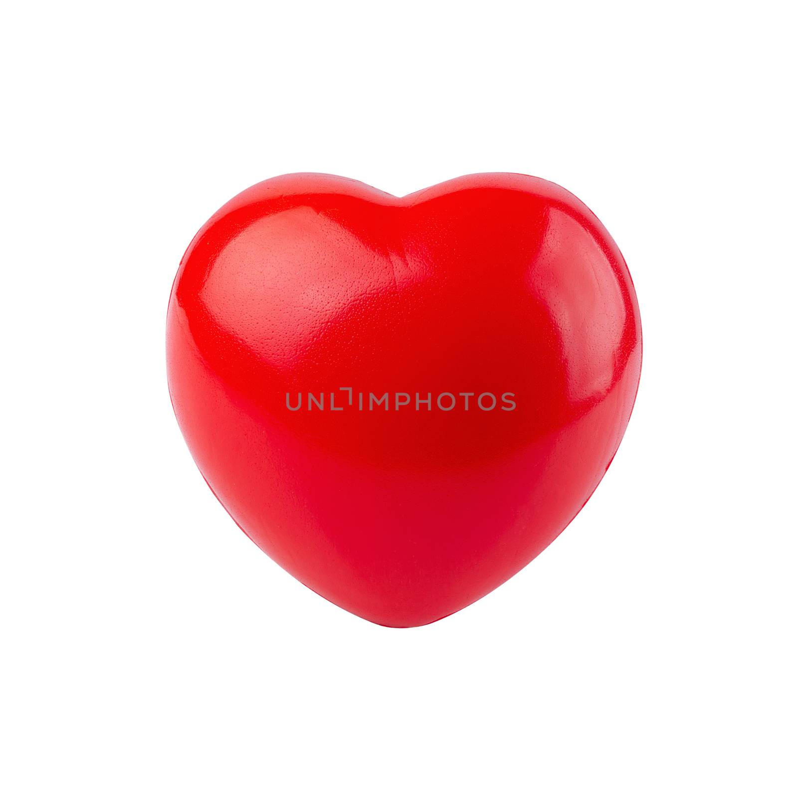 Red ball foam with shape heart isolated on white background.