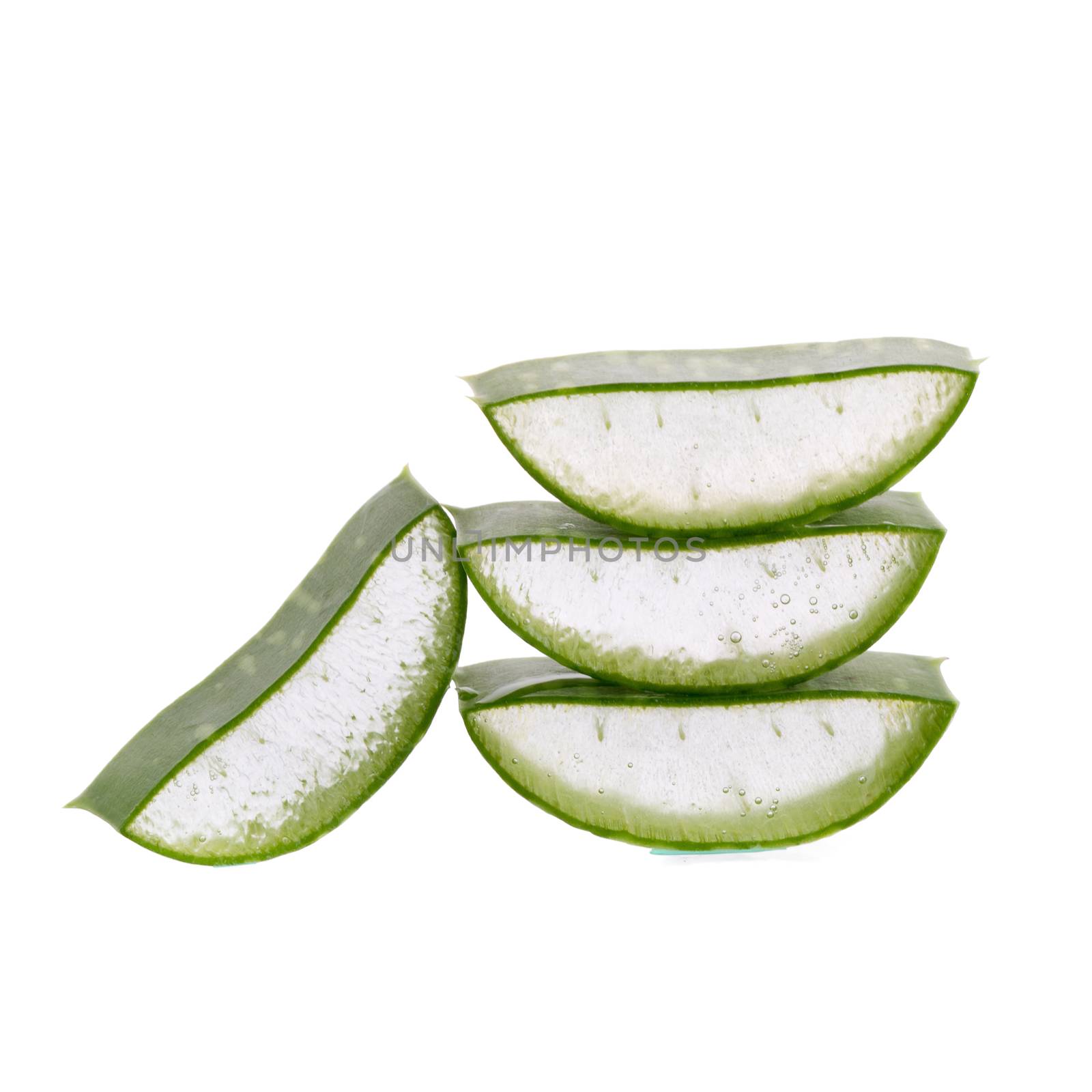 Slice Aloe Vera isolated on white background.