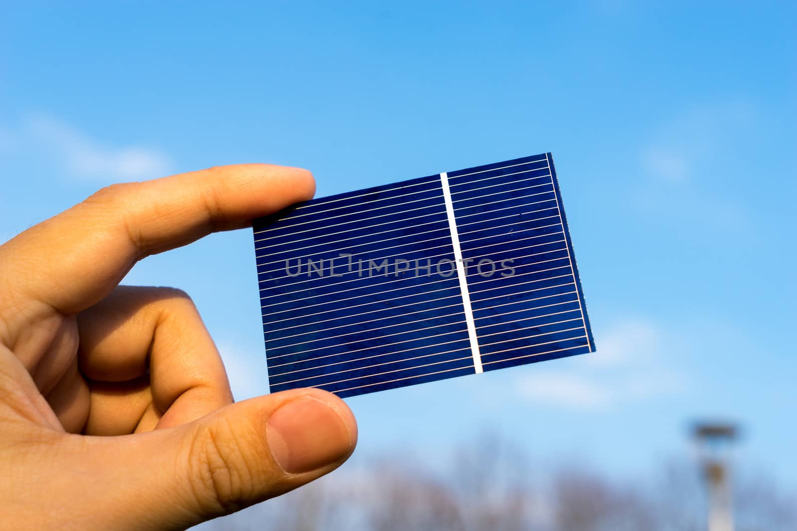 Green energy, Photovoltaic Solar Cell with hand by Alicephoto