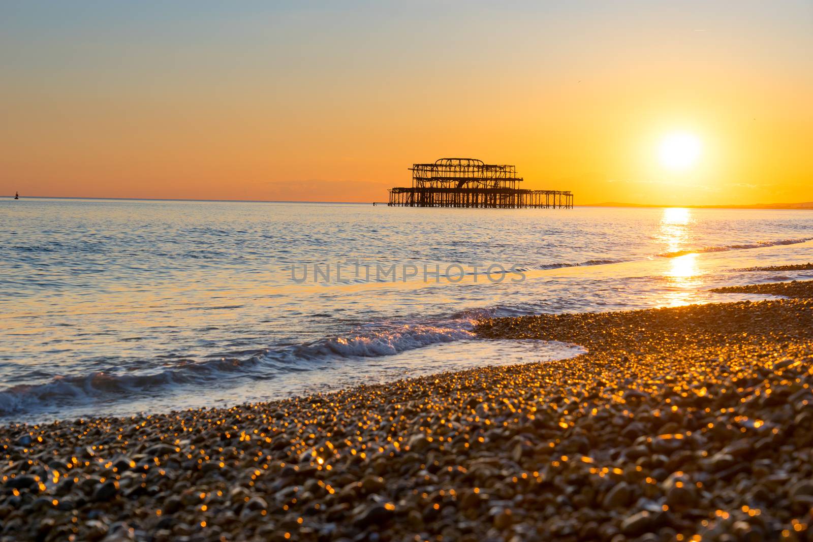 Brighton pier and beach, England