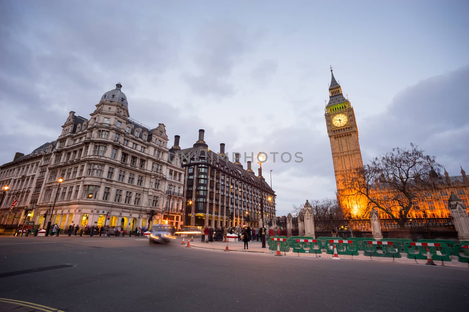 Big Ben and statue of Sir Winston Churchill, London, England by Alicephoto