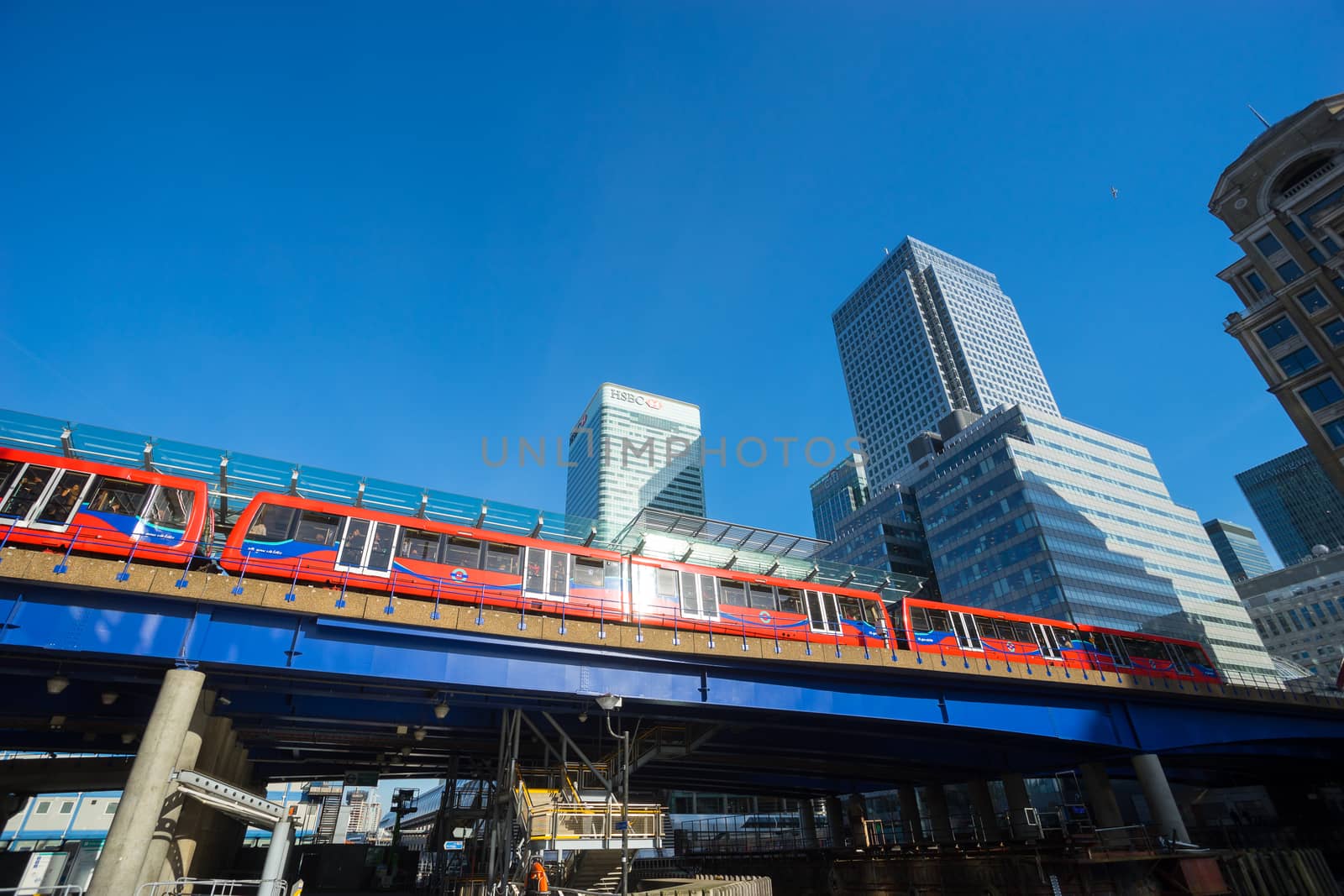 LONDON ENGLAND - APRIL 14, 2015: DLR (Dockland Light Railways) i by Alicephoto