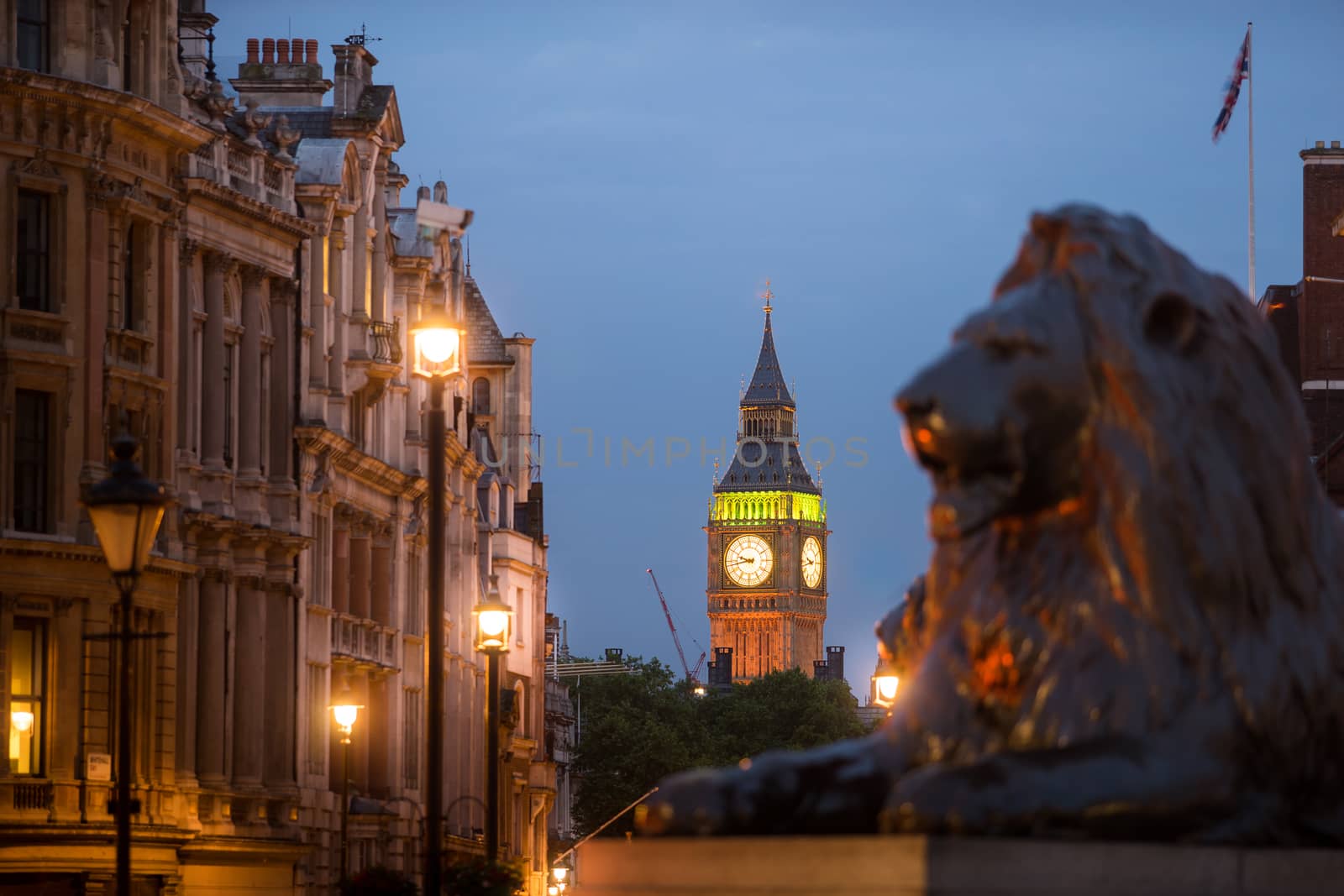 Big Ben and Trafalgar square, London,