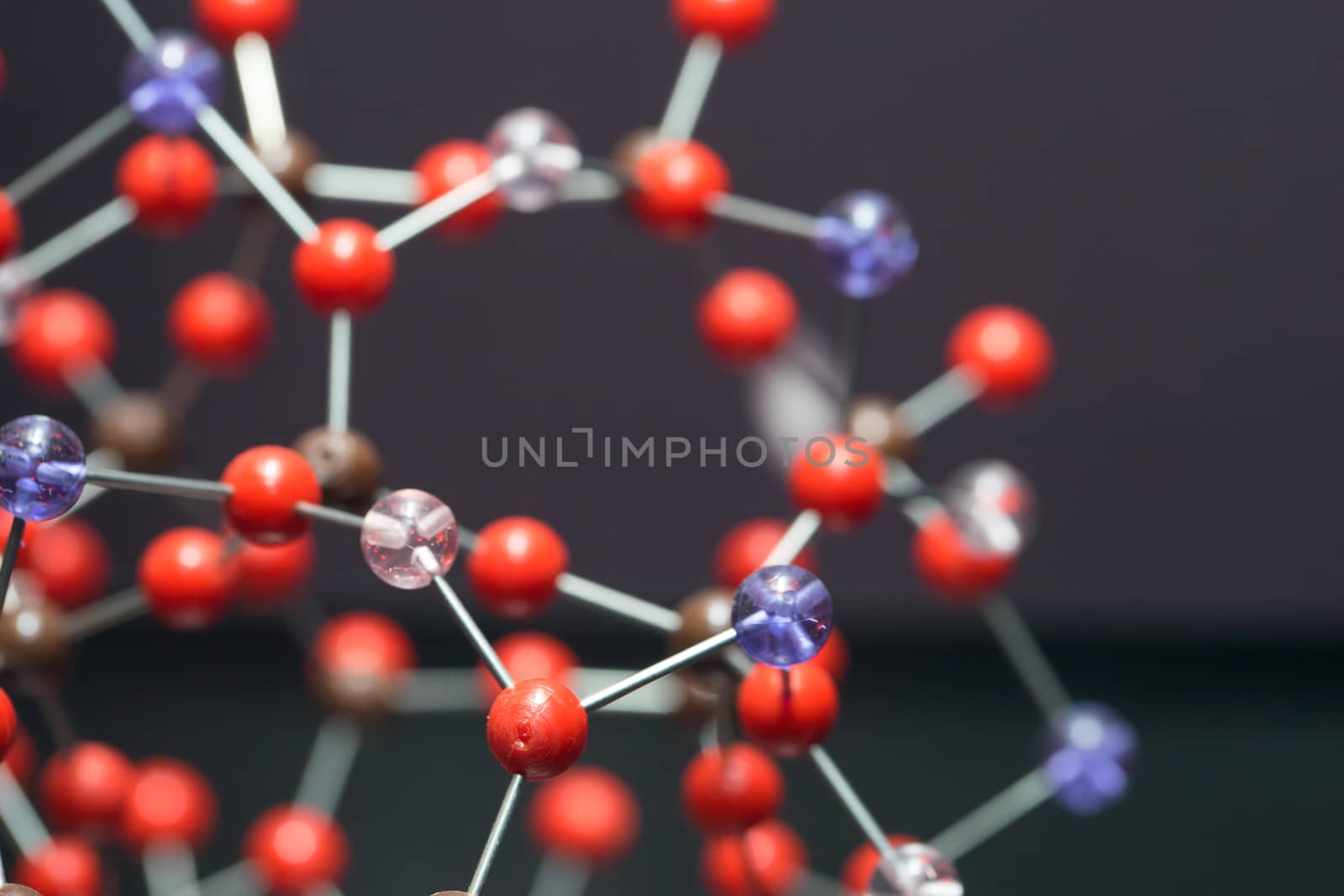 Molecular, DNA and atom model in science research lab by Alicephoto