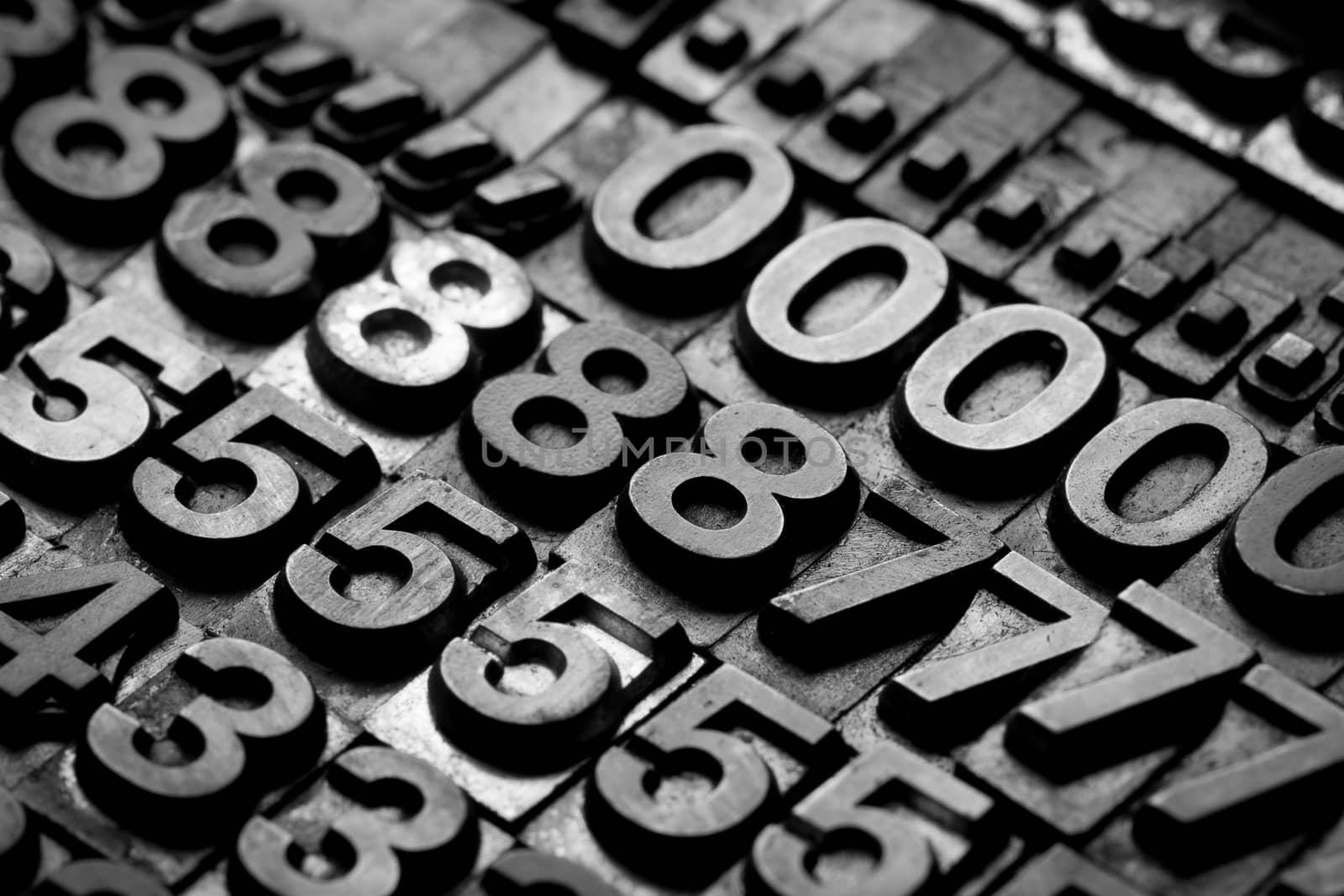 vintage letterpress alphabet and number background by Alicephoto