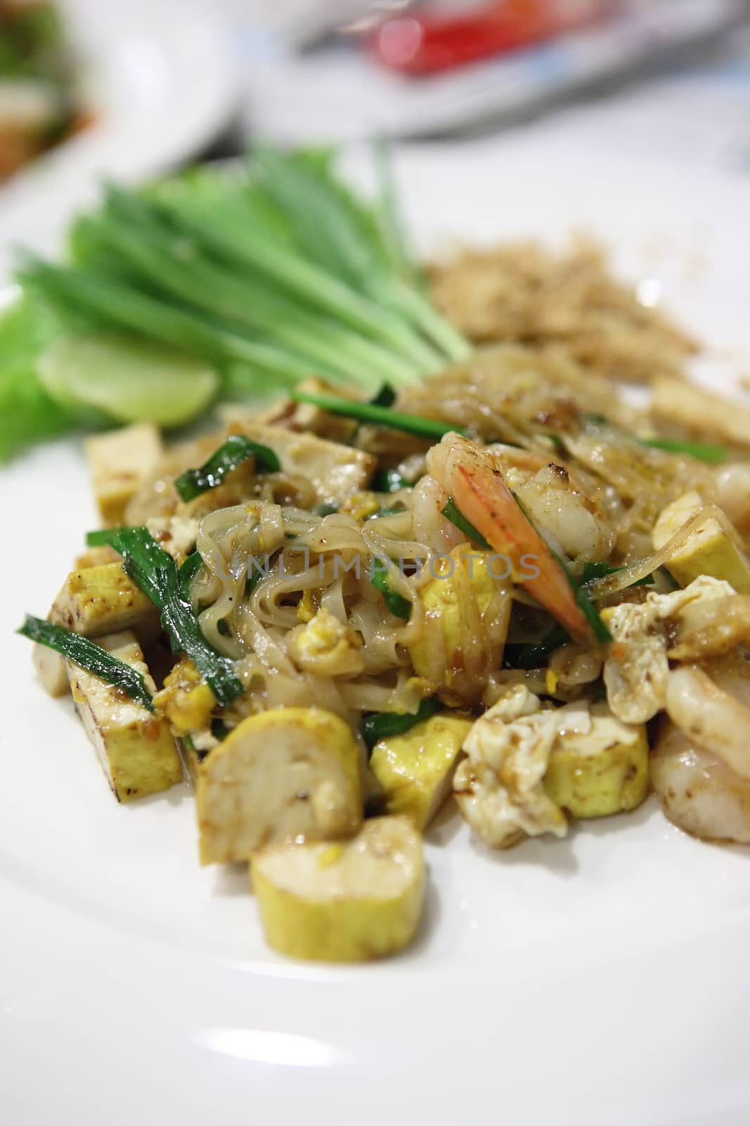 Thai food padthai fried noodle with shrimp