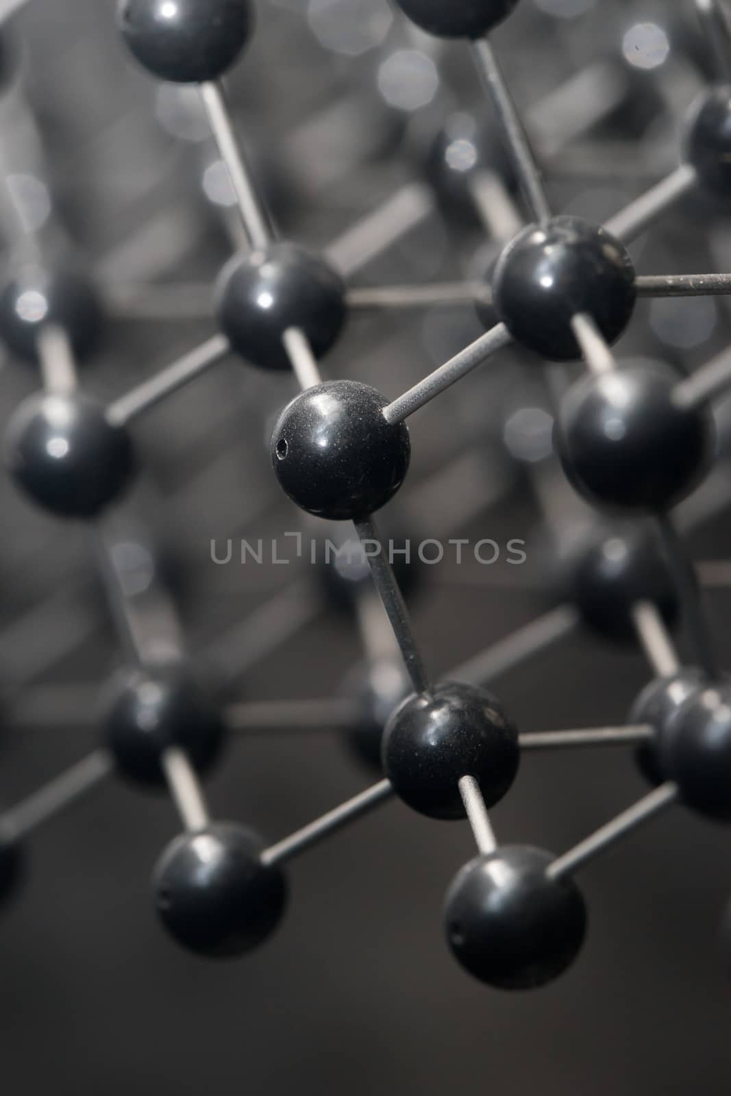 Molecular, DNA and atom model in science research lab by Alicephoto