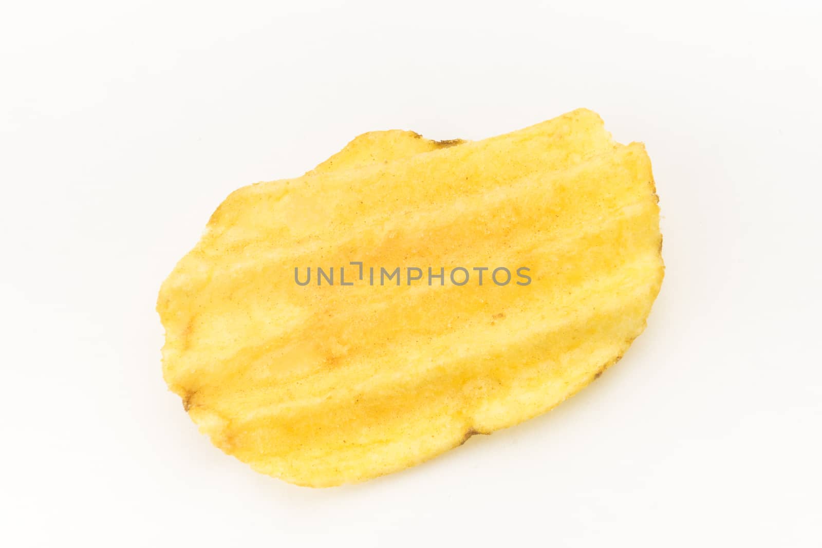 Potato chips on white background