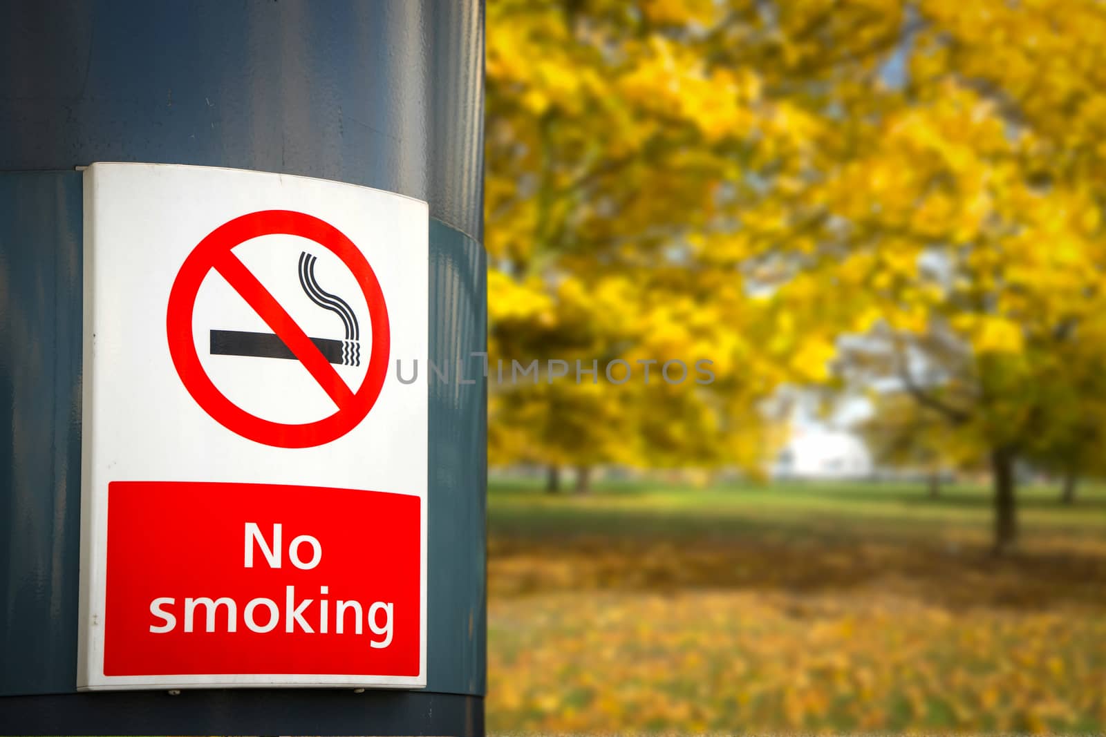 no smoking board & sign in the park by Alicephoto