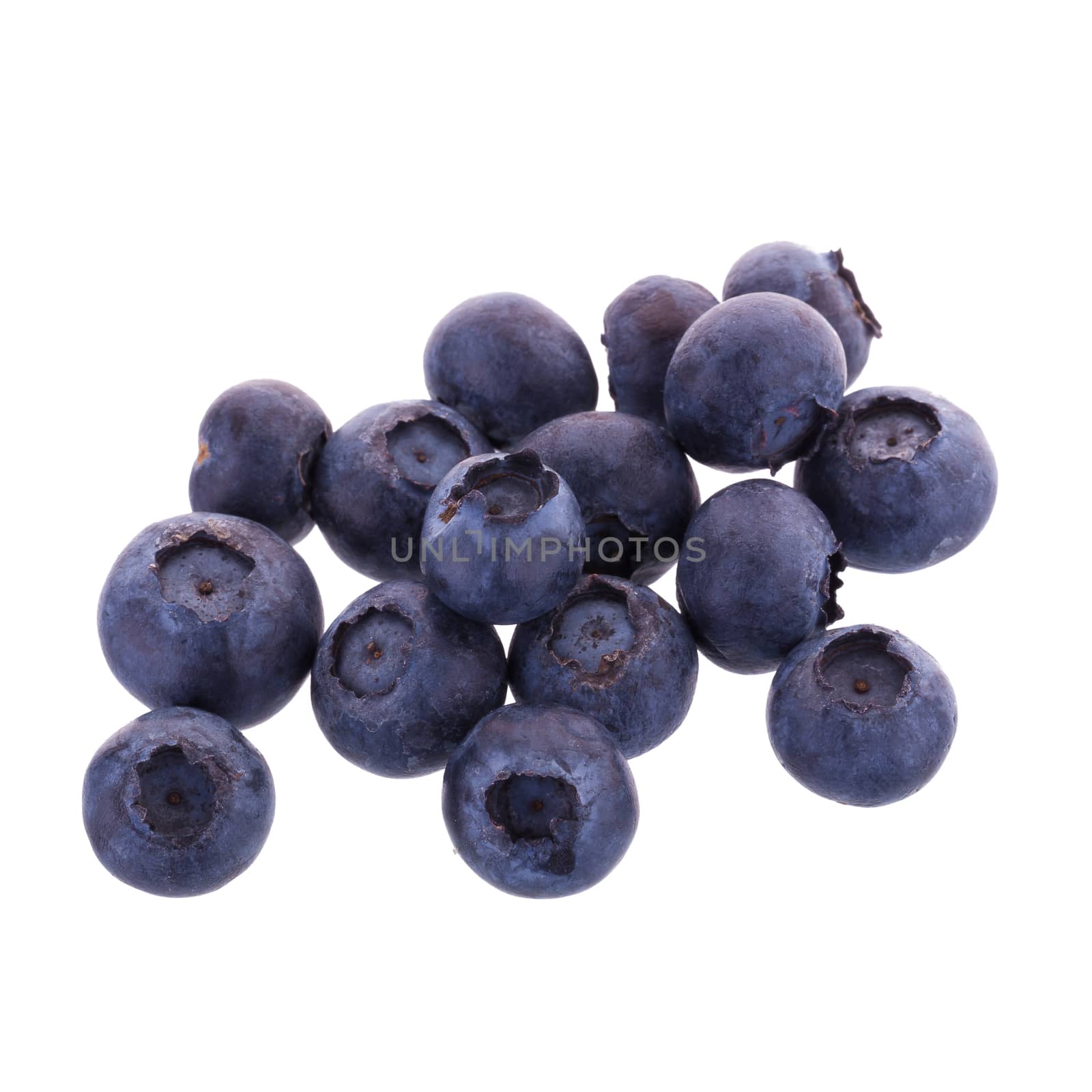 Many juicy and fresh blueberries isolated on white background. B by kaiskynet