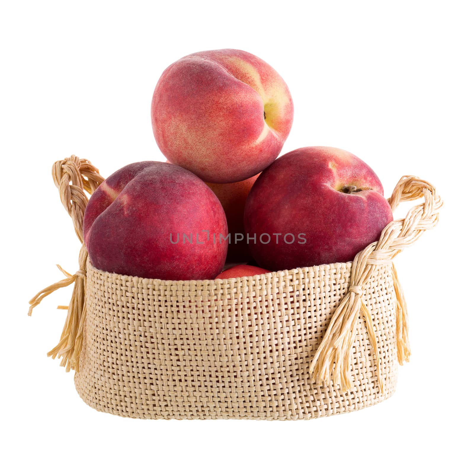 Ripe fresh peaches isolated on white background by kaiskynet