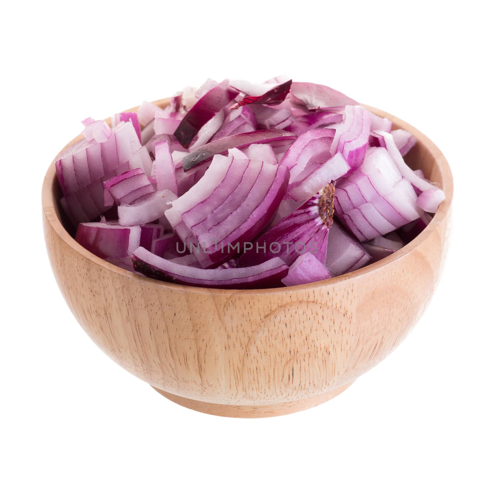 Sliced red onion isolated on a white background.