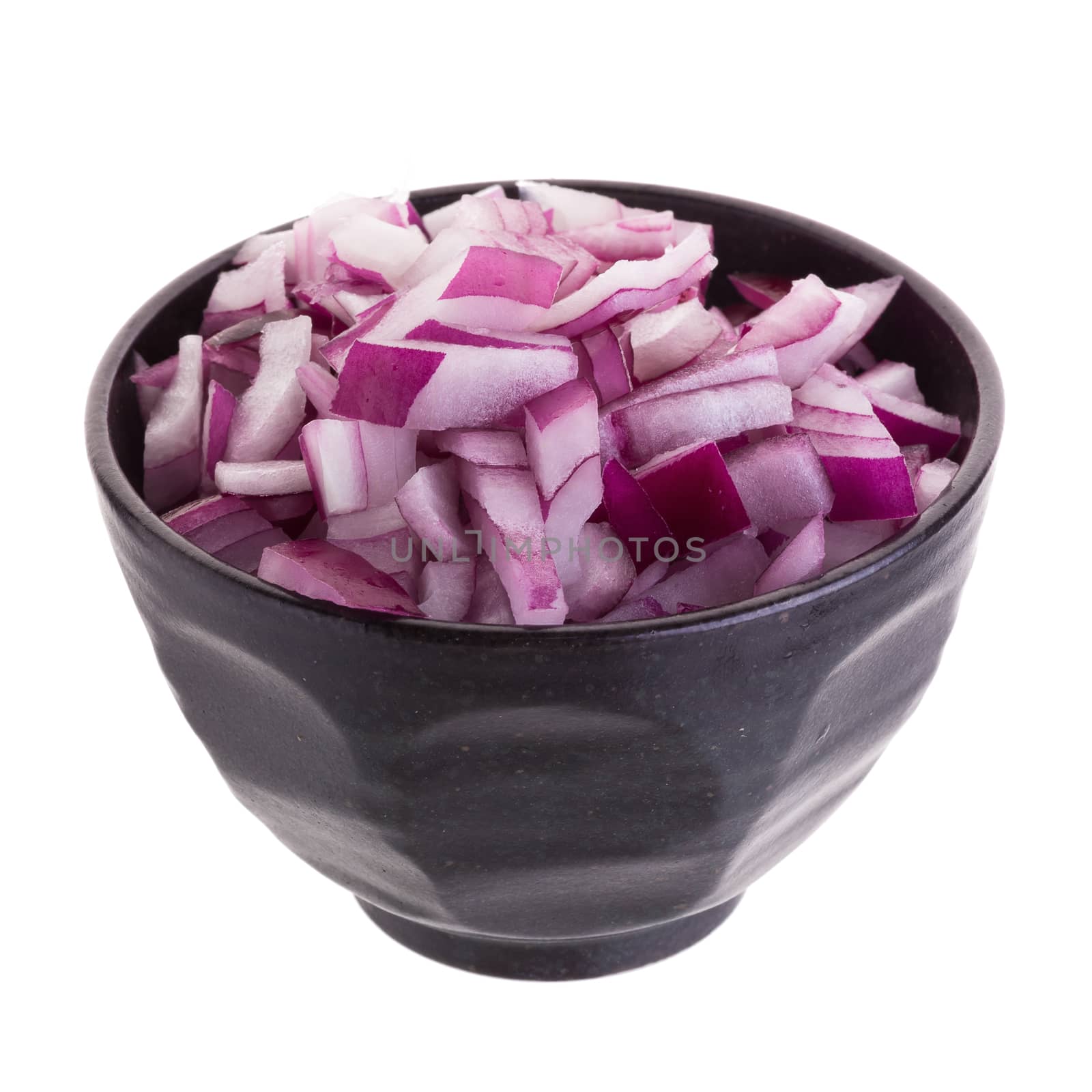 Sliced red onion isolated on a white background.