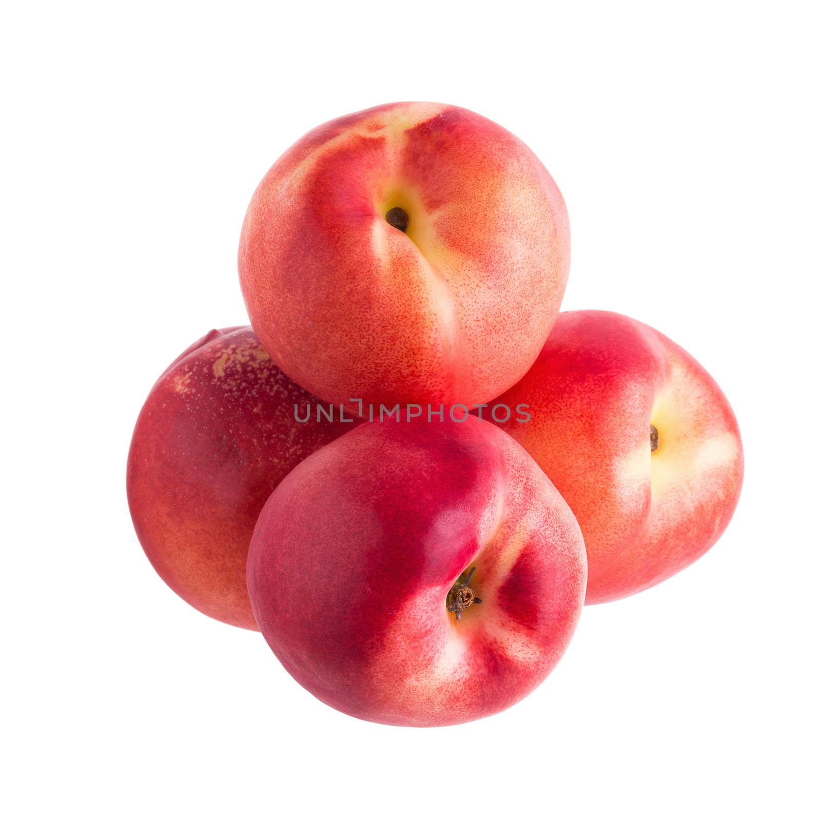 ripe fresh Nectarine fruit isolated on white background.