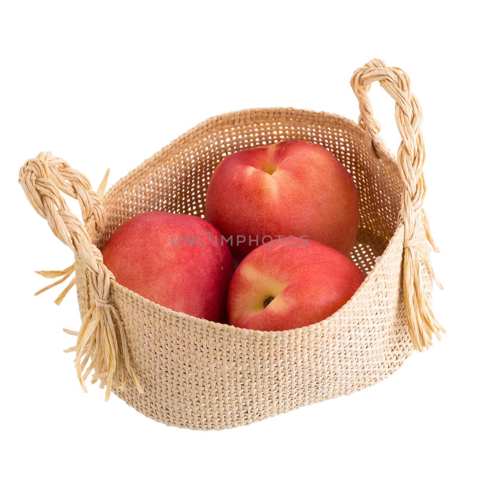 ripe fresh Nectarine fruit isolated on white background.