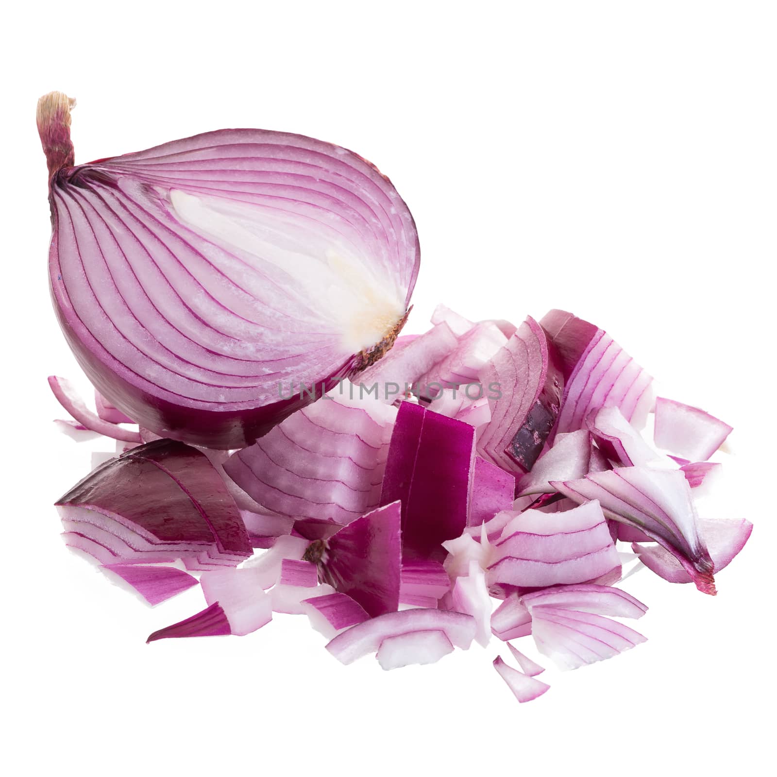 Sliced red onion isolated on a white background by kaiskynet