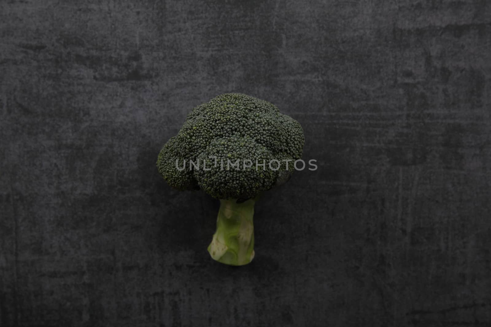 Vegetable broccoli isolated on dark rock background