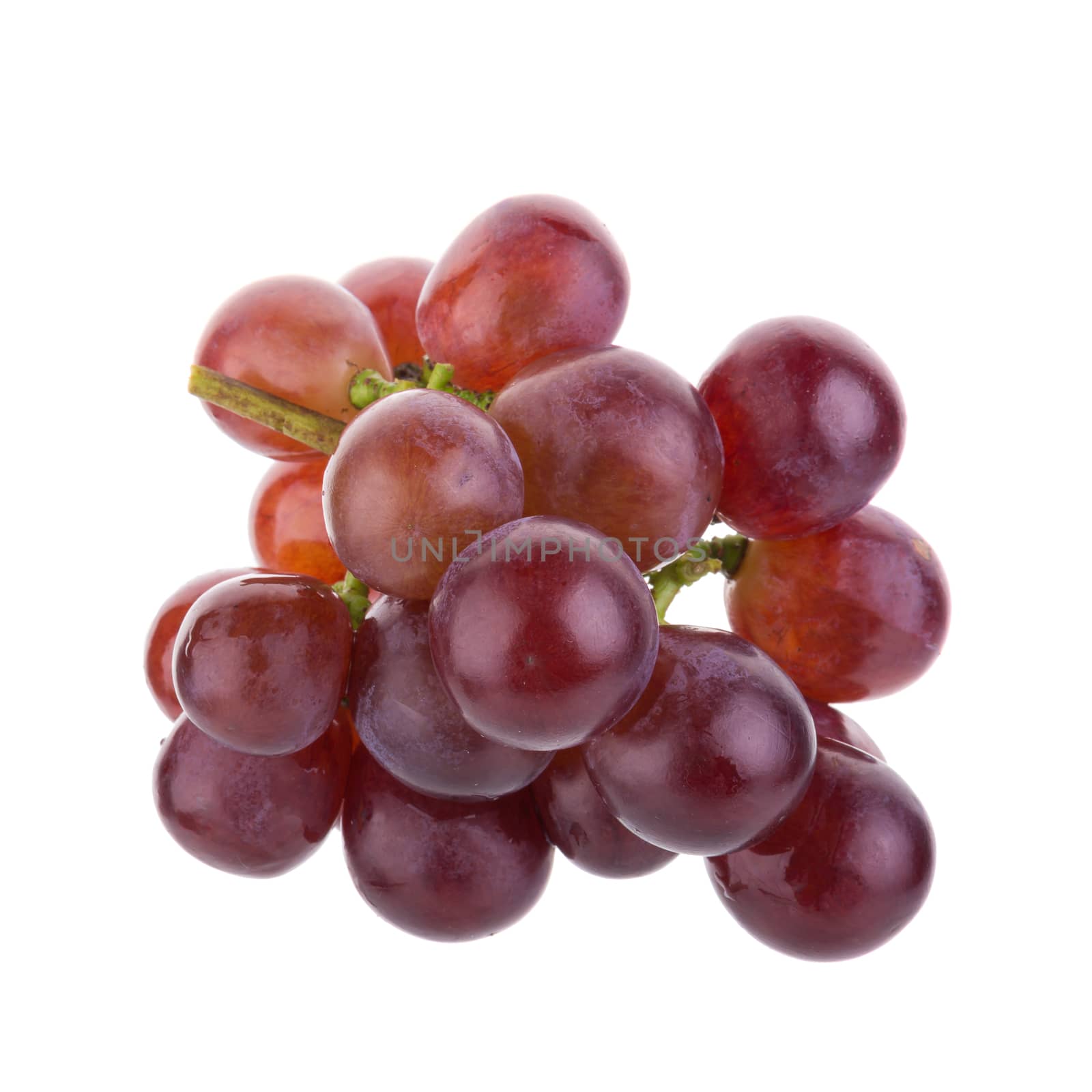 Red grapes isolated on over white background.