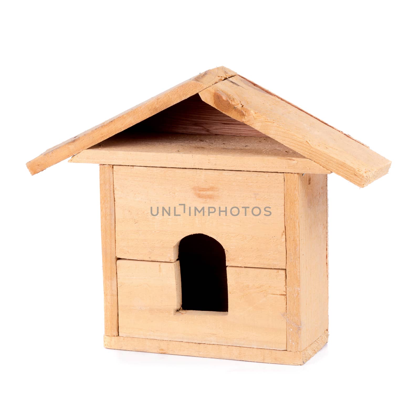 Wooden Bird House Isolated on White background.