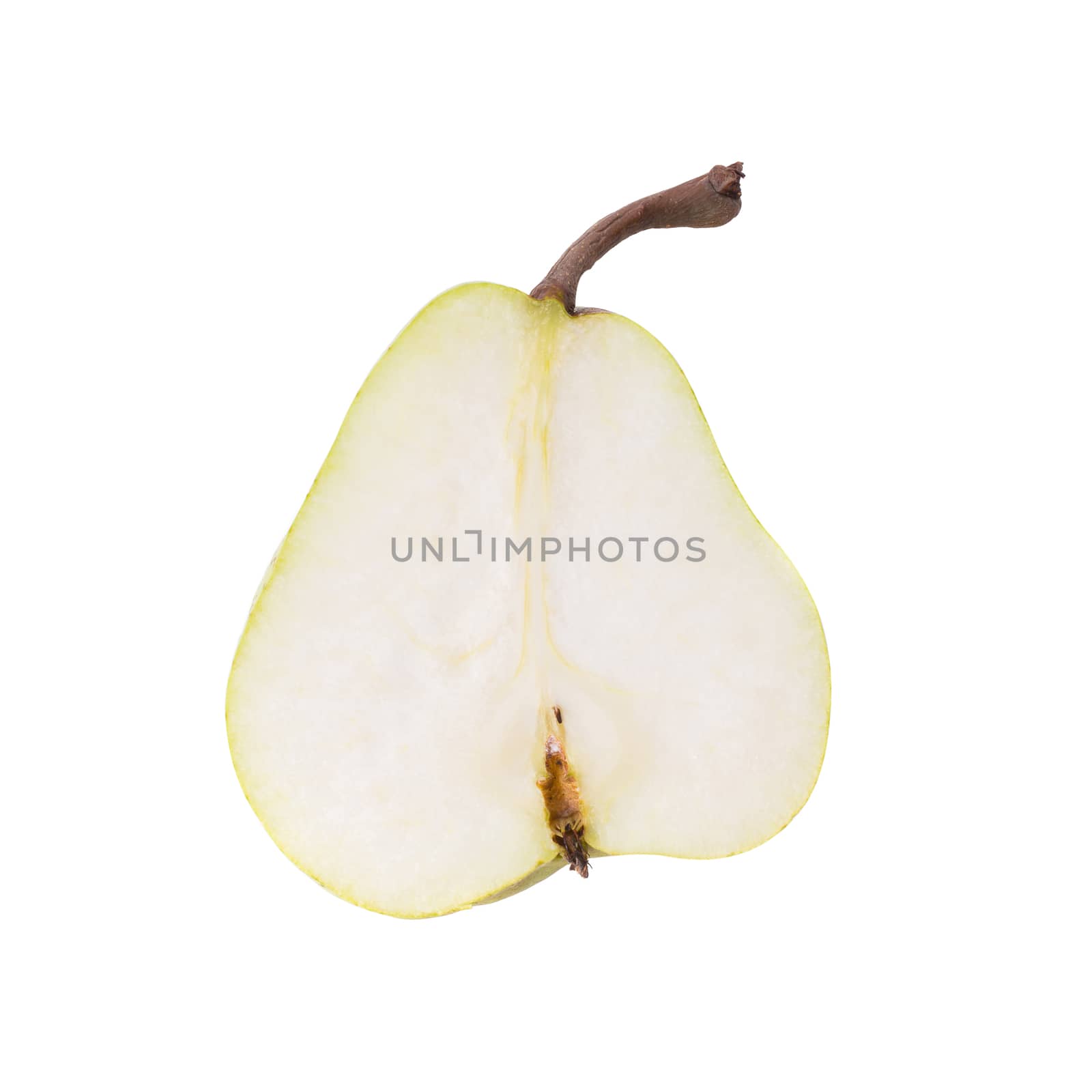 Pear with a cut isolated on white background.