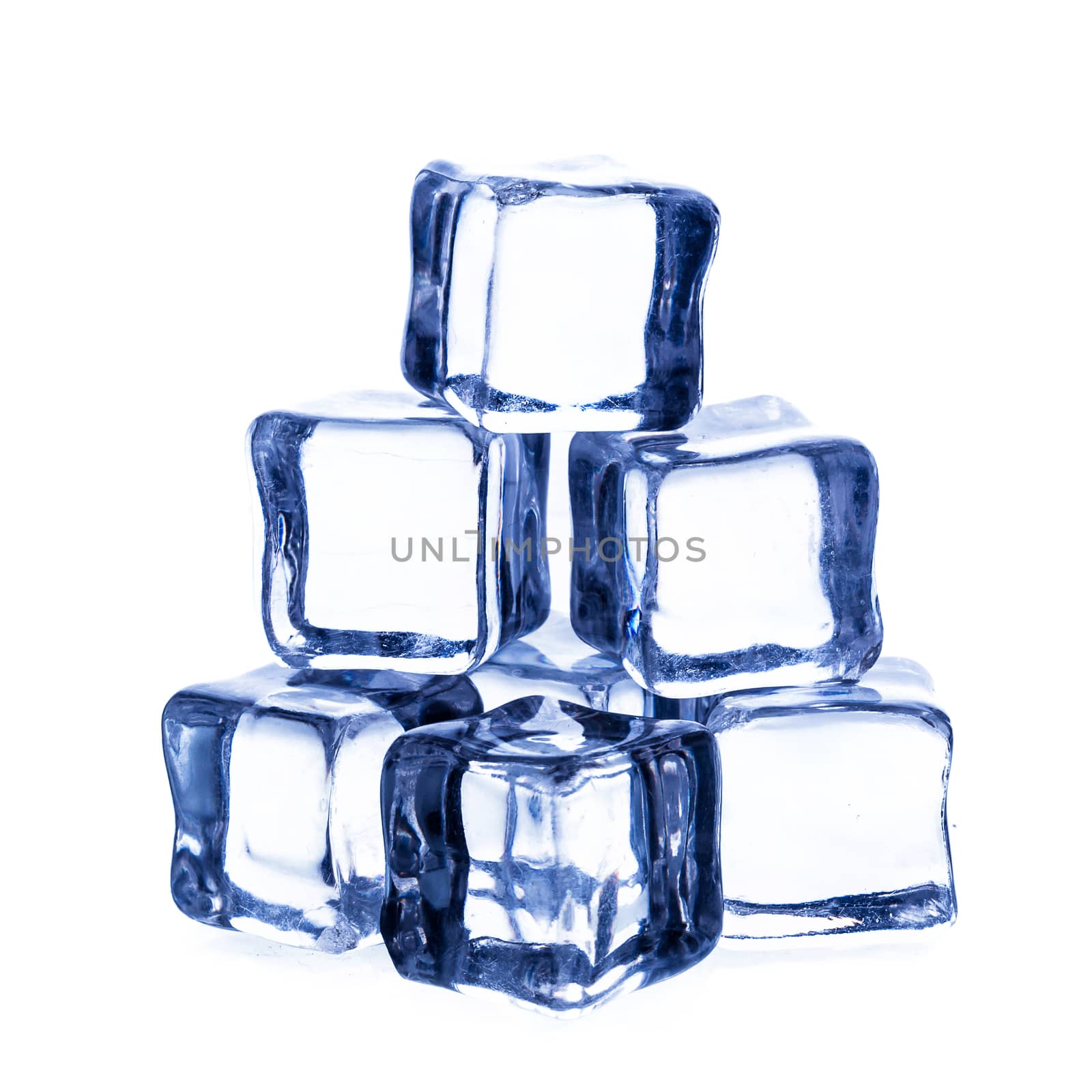 ice cubes isolated on white background.