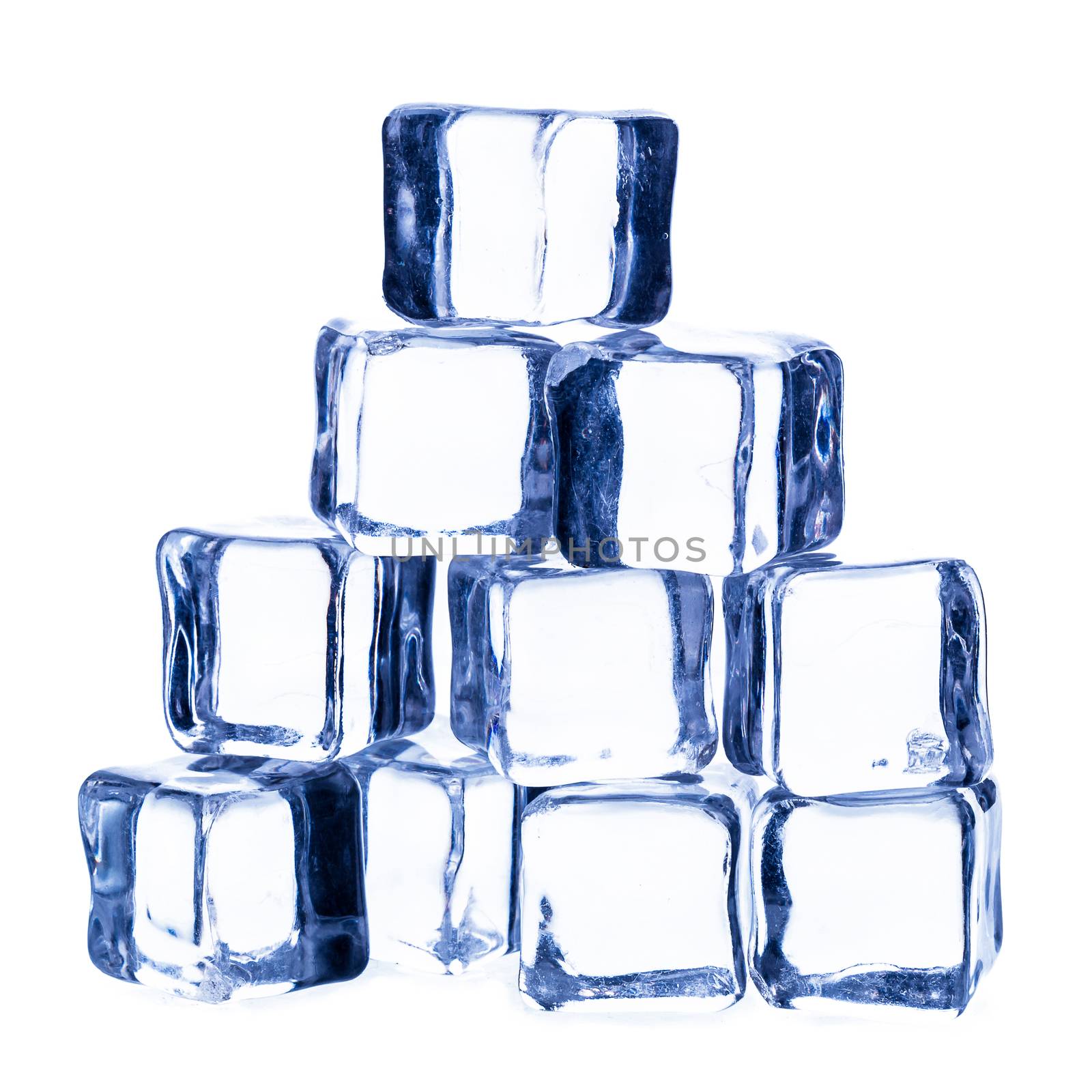 Melting ice cubes isolated on white background.