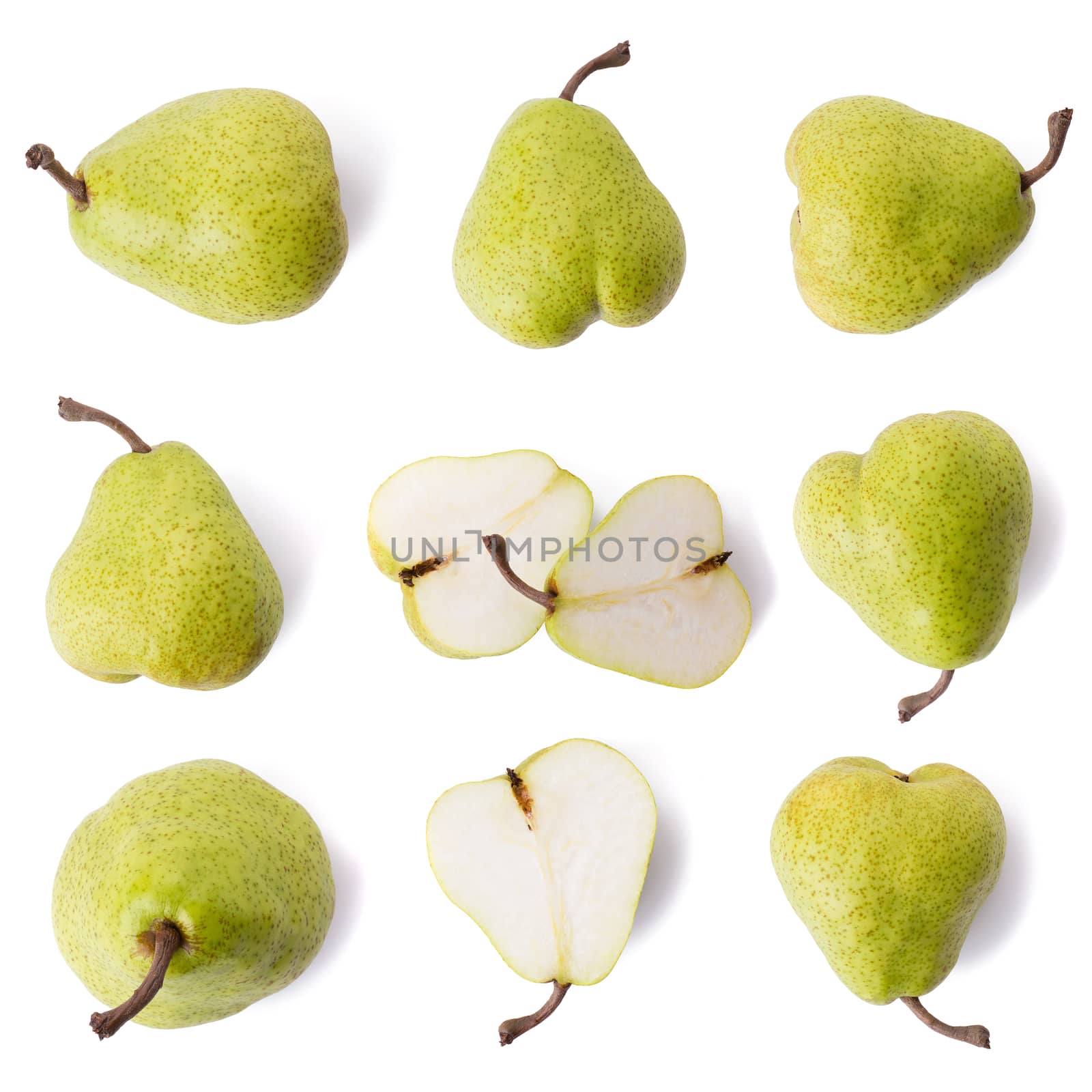 Pear with a cut isolated on white background.