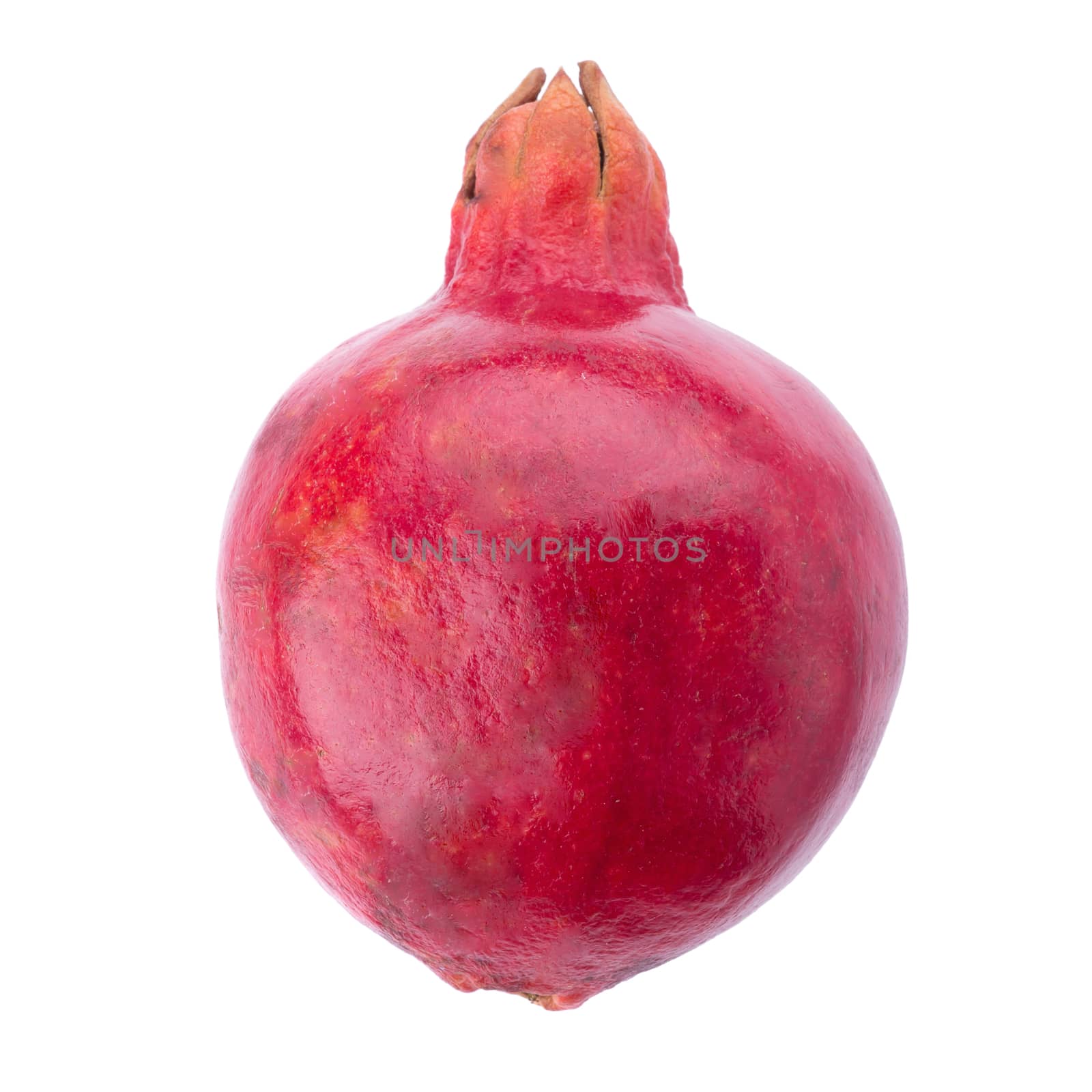 Ripe pomegranate fruit isolated on white background.