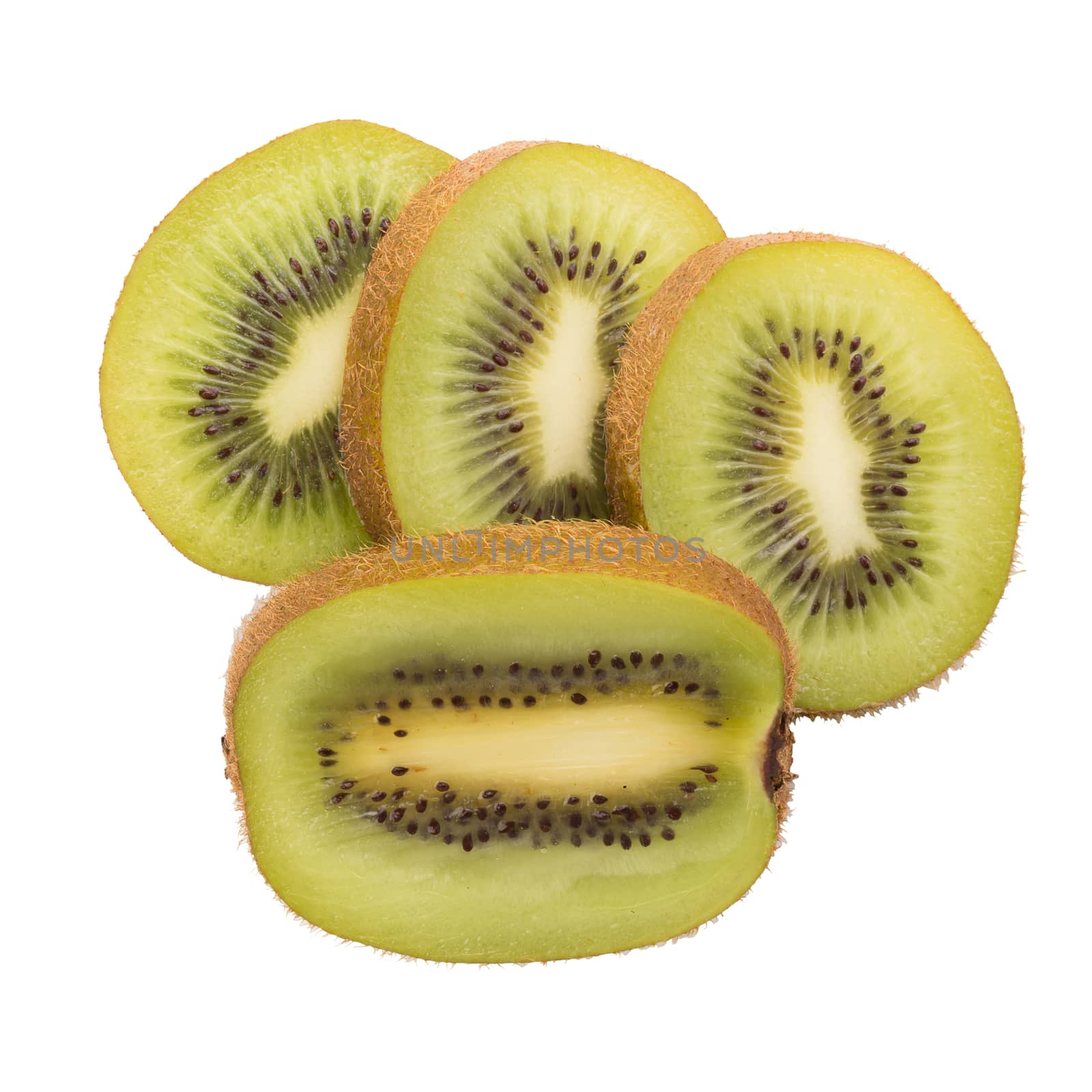 Slice of kiwi isolated on white background, top view by kaiskynet