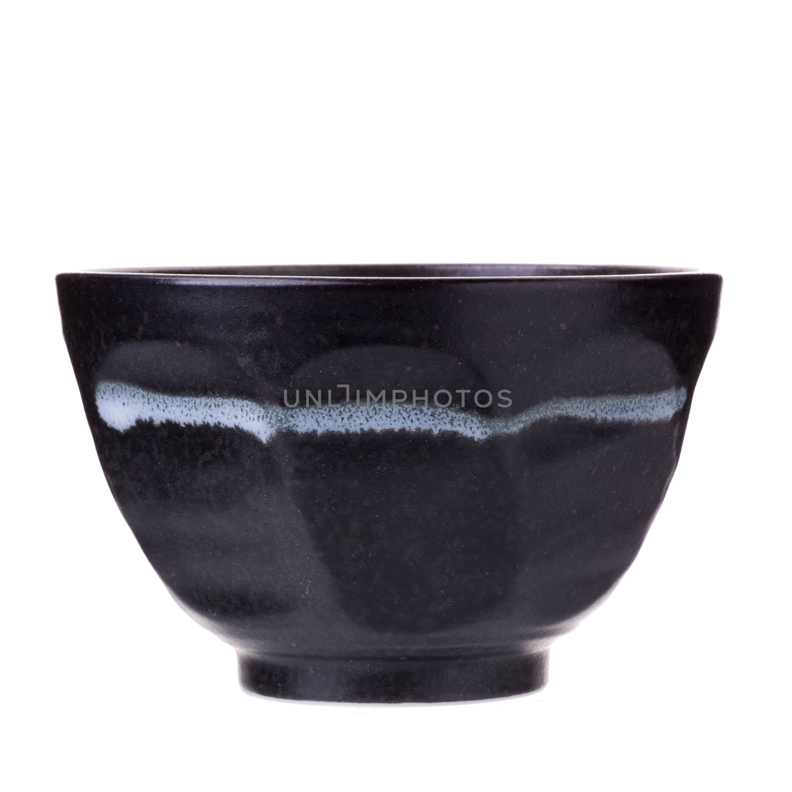 black ceramic bowl on a white background
