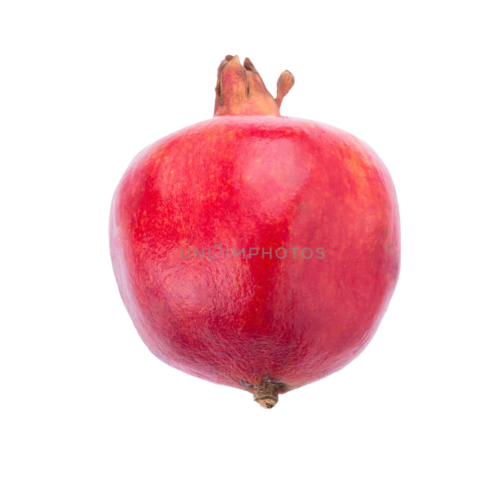 Ripe pomegranate fruit isolated on white background.