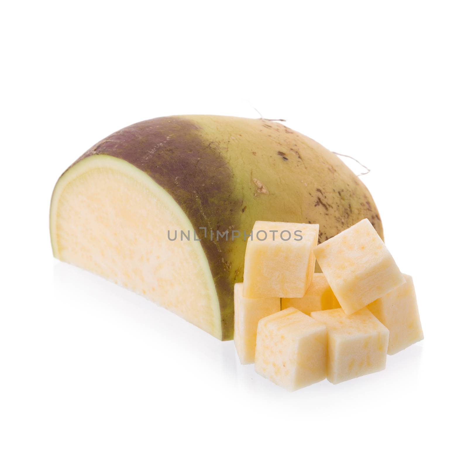 Fresh Swede isolated on a white background.