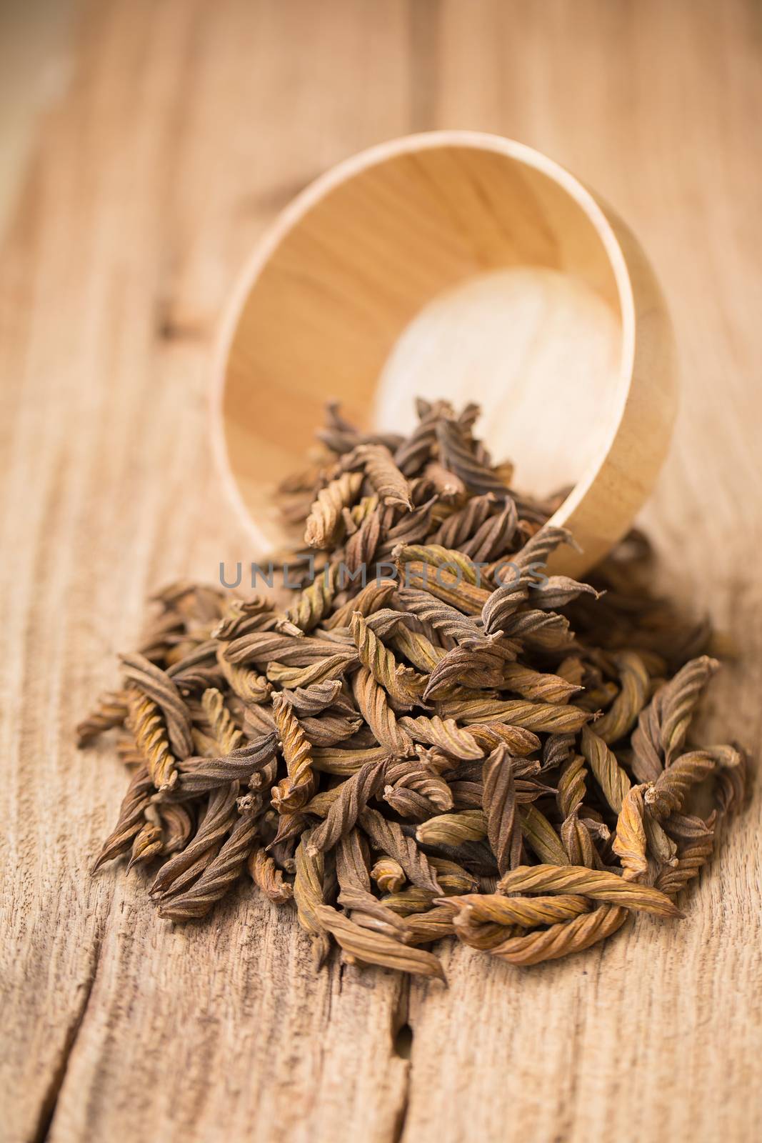 East Indian screw  ,Thai herb for health on wooden background.