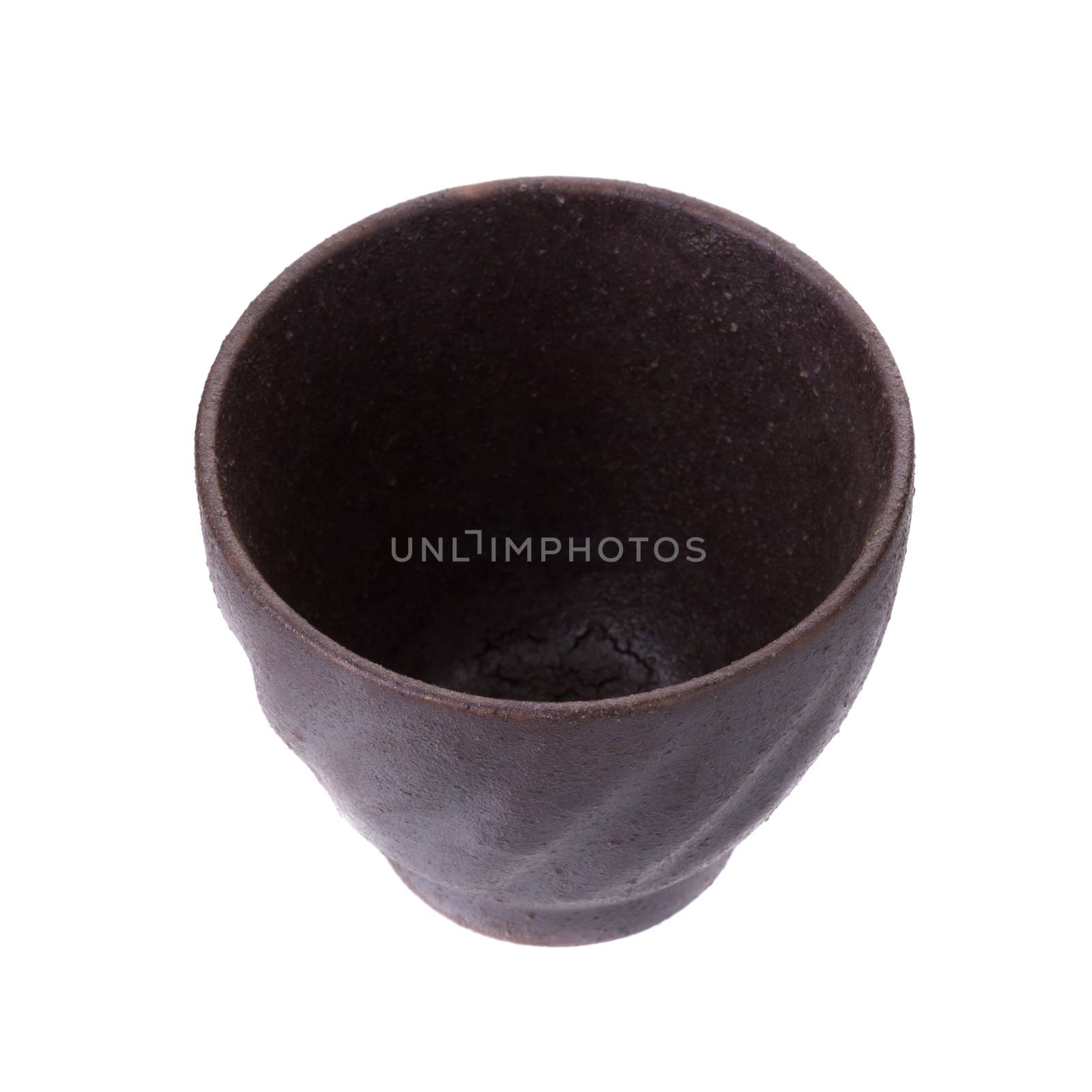 Black traditional tea cup of cast iron isolated on white backgro by kaiskynet