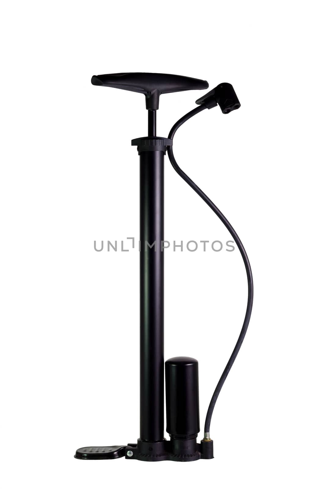Black Bicycle Tire Inflator Air Pump on isolate background