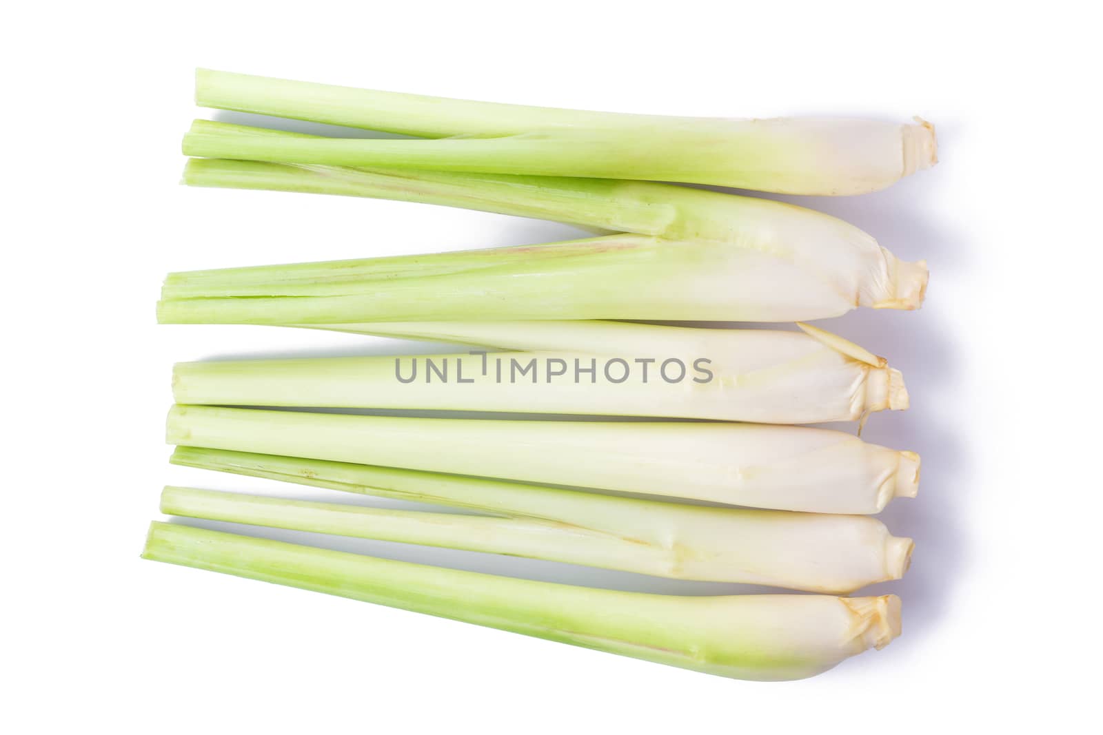 Fresh Lemongrass isolated on white background. Top View by kaiskynet