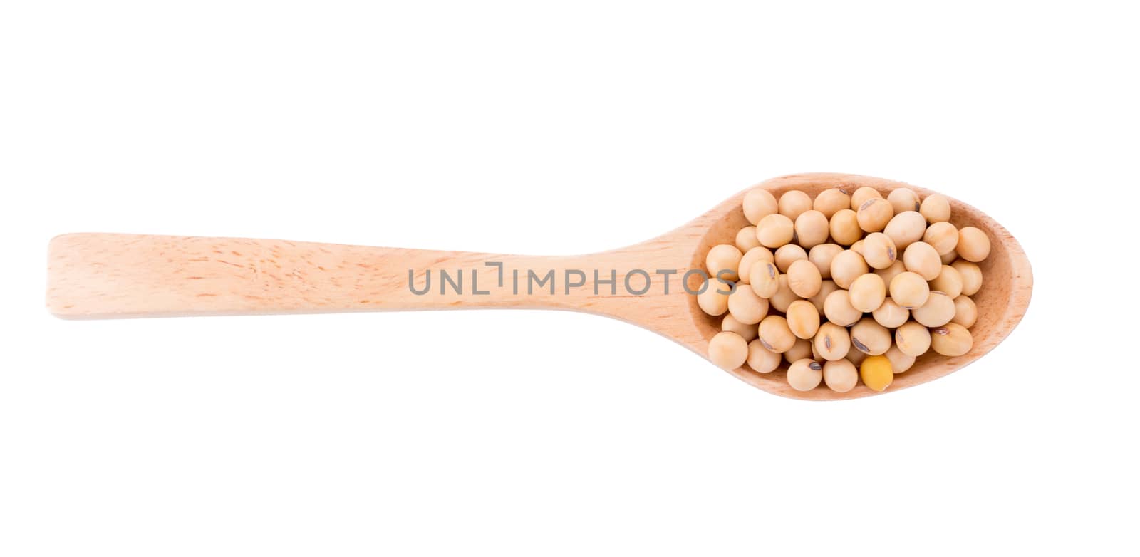 soybeans with wooden spoon isolated on white background by kaiskynet